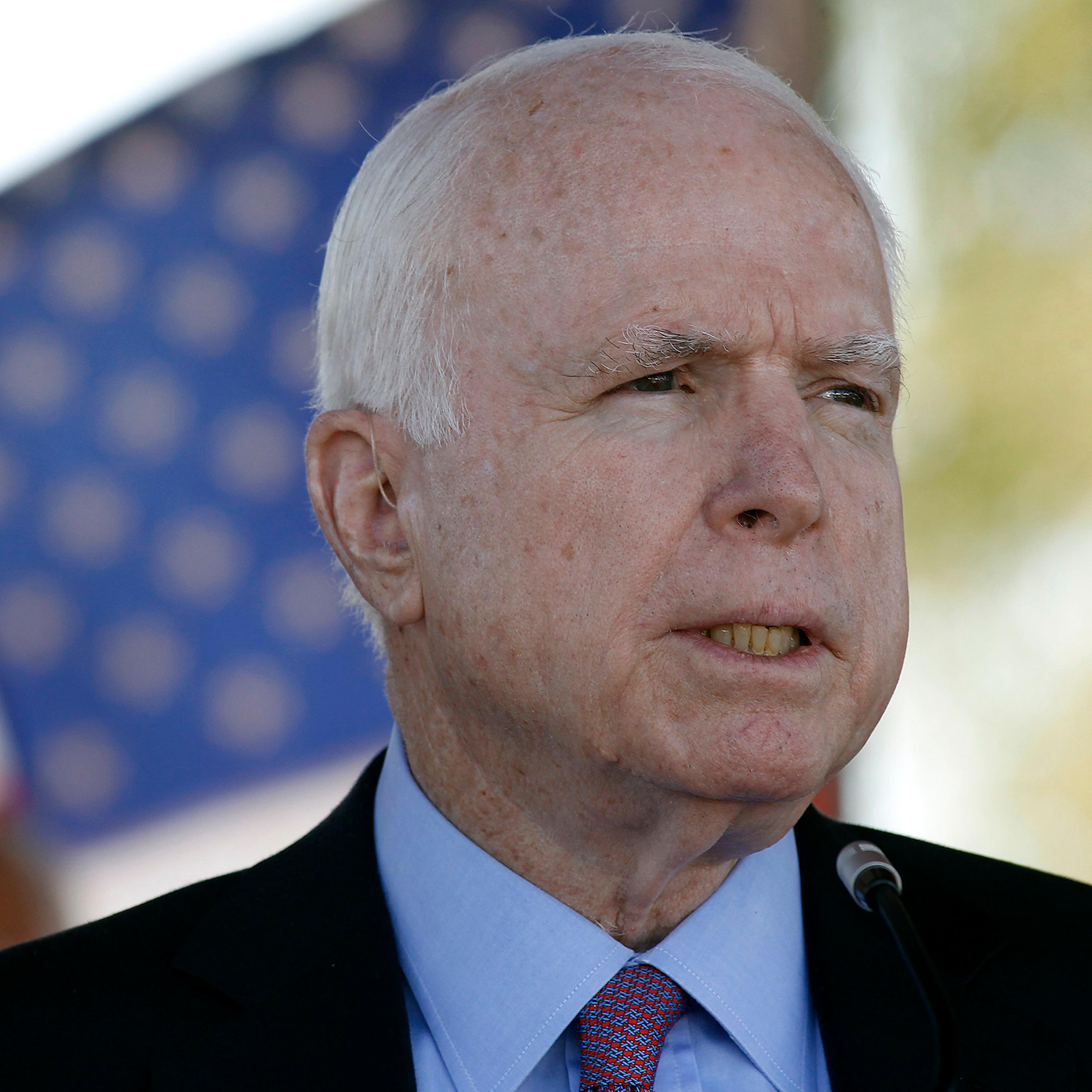 John McCain, R-Ariz, speaks during a Phoenix Memorial Day Ceremony at the National Memorial Cemetery of Arizona in Phoenix, May 30, 2016.