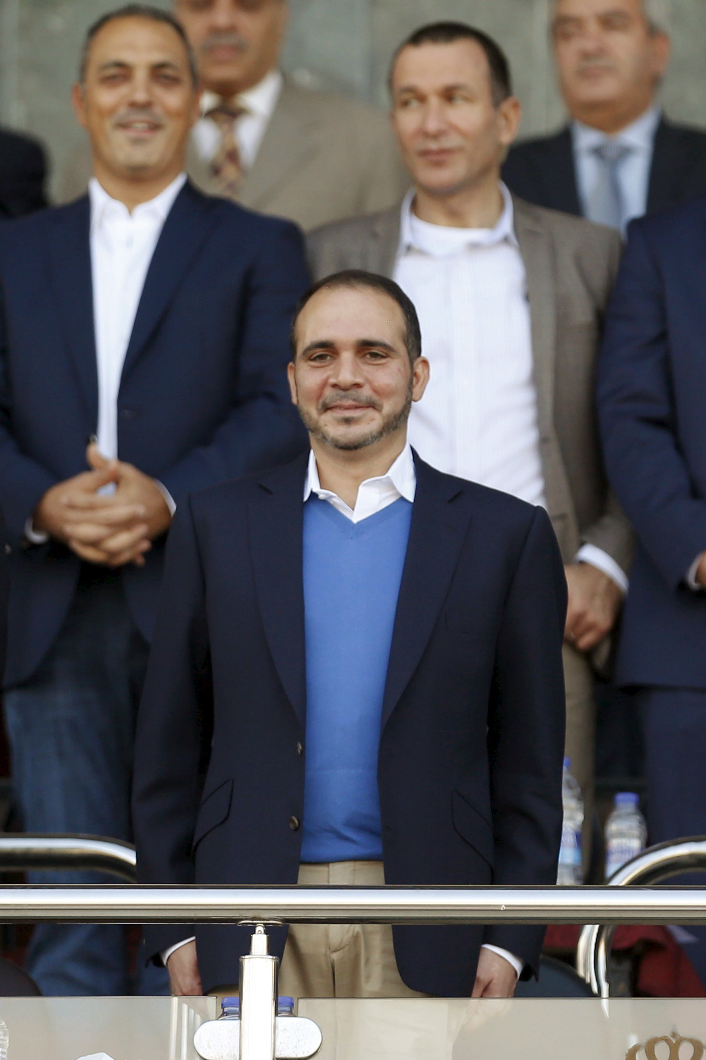 Jordanian Prince Ali bin Al Hussein attends the 2018 World Cup qualifying soccer match between Jordan and Australia in Amman