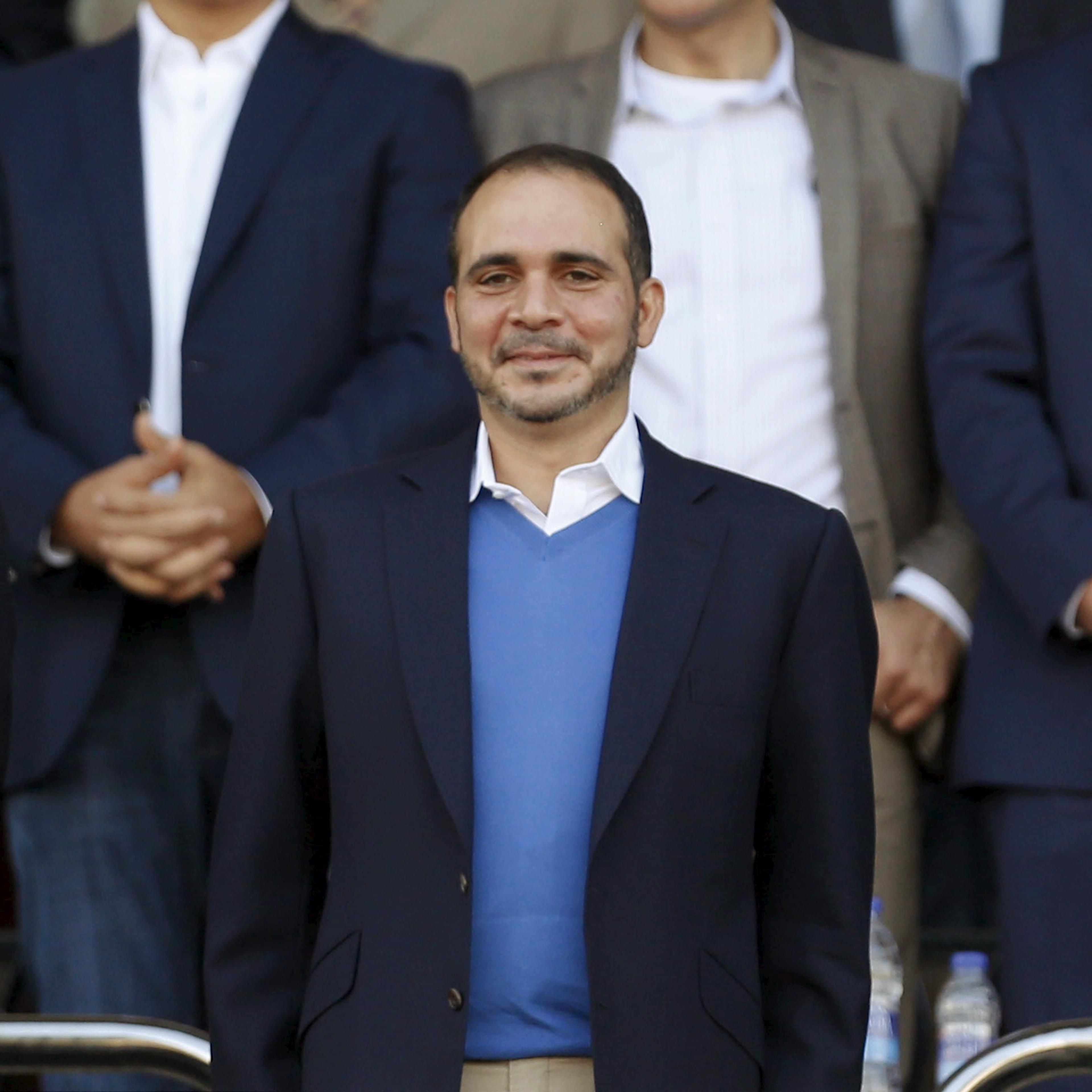 Jordanian Prince Ali bin Al Hussein attends the 2018 World Cup qualifying soccer match between Jordan and Australia in Amman