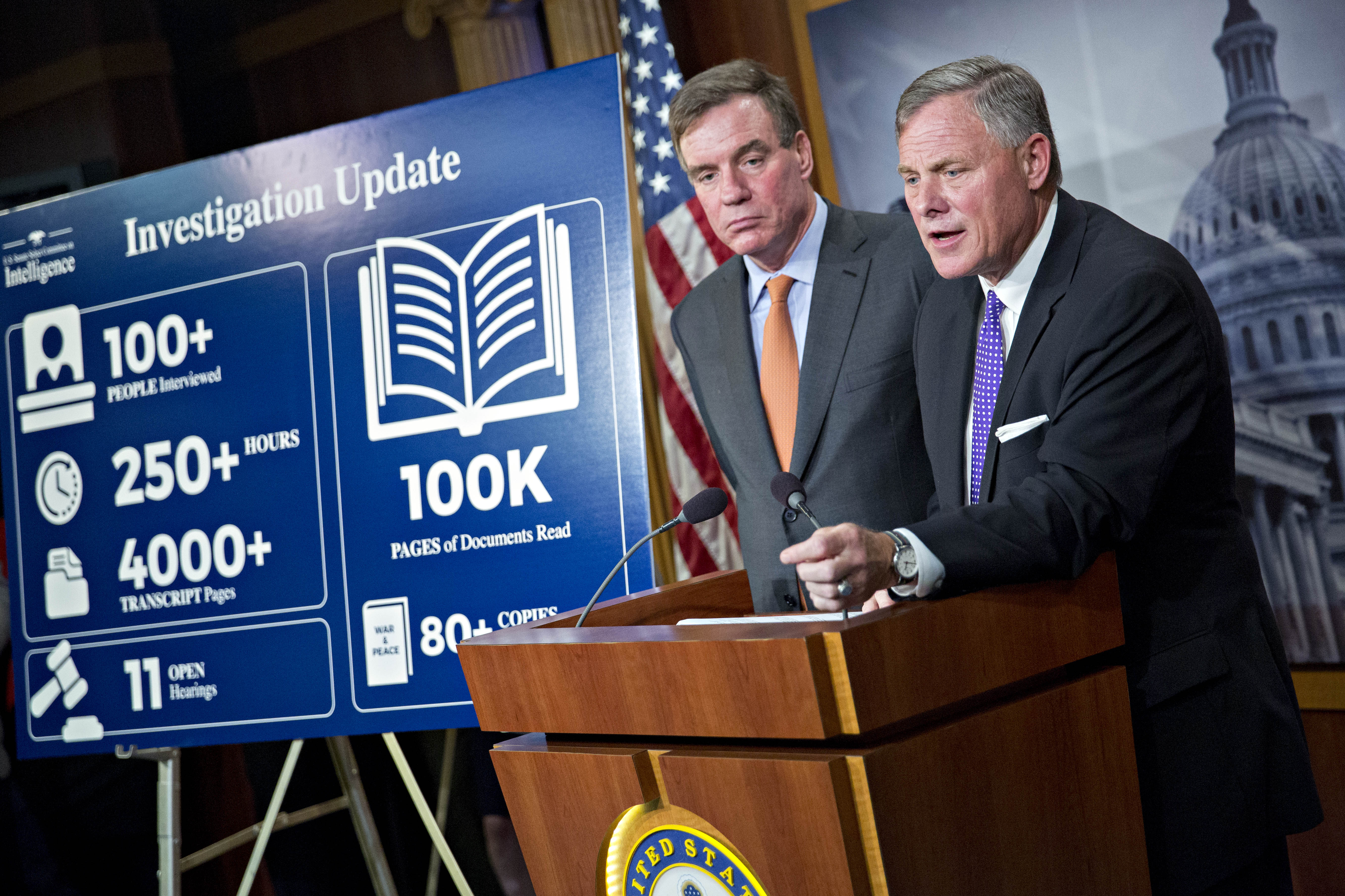 Senate Intelligence Committee Leaders Hold News Conference On Russia Investigation