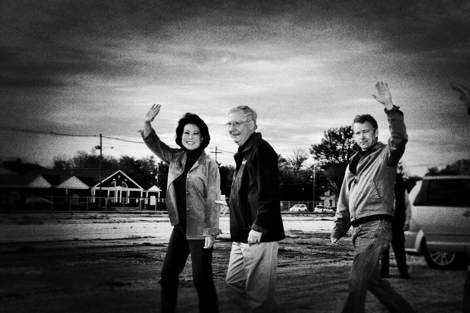 Senator Mitch McConnell with his wife, former Secretary of Labor Elaine Chao and Sen. Rand Paul, in Louisville, Ky., Nov. 3, 2014.