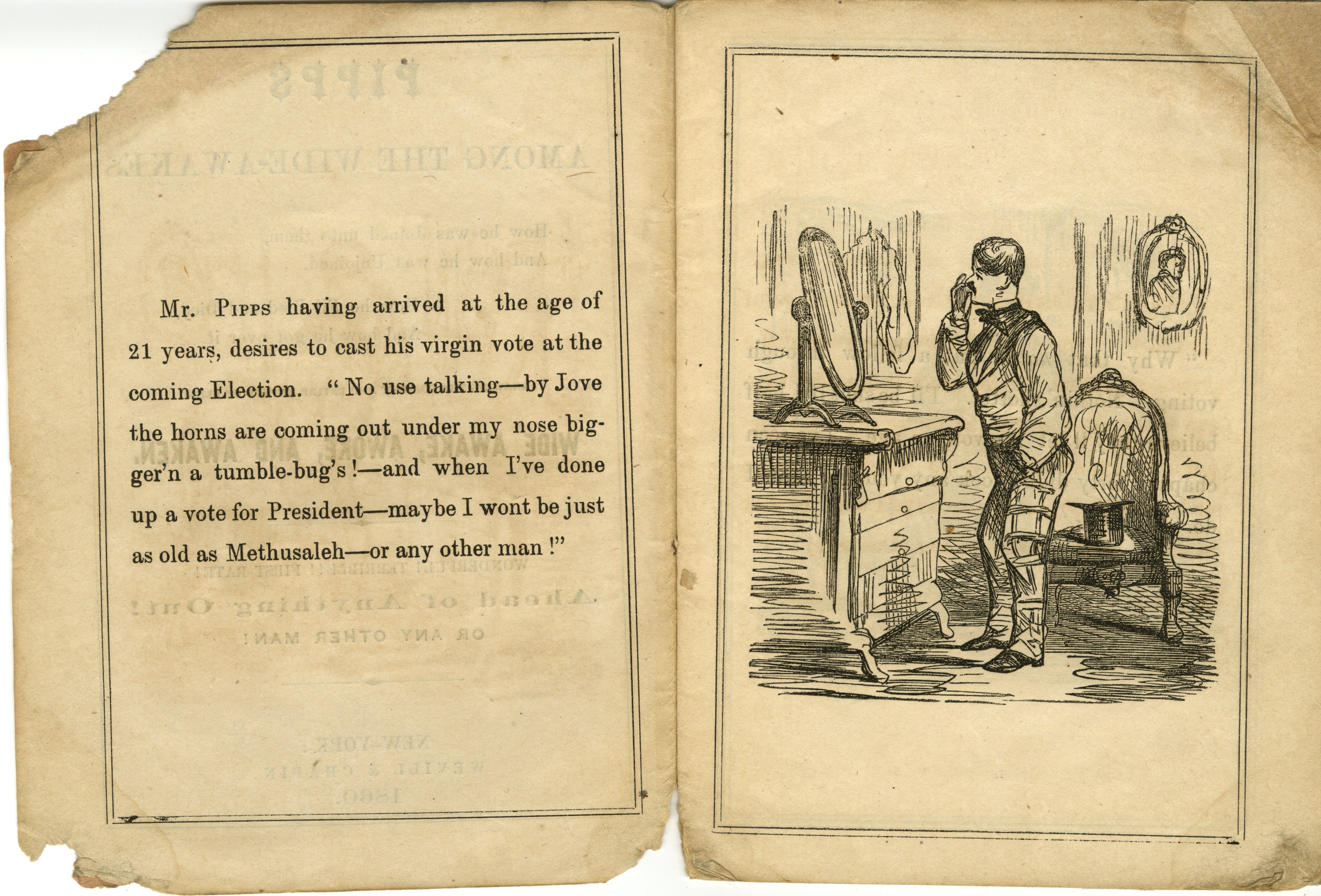 Charles G. Leland's <i>Pipps Among the Wide Awakes</i> (1860) was aimed at Republicans to persuade them to vote for Abraham Lincoln.