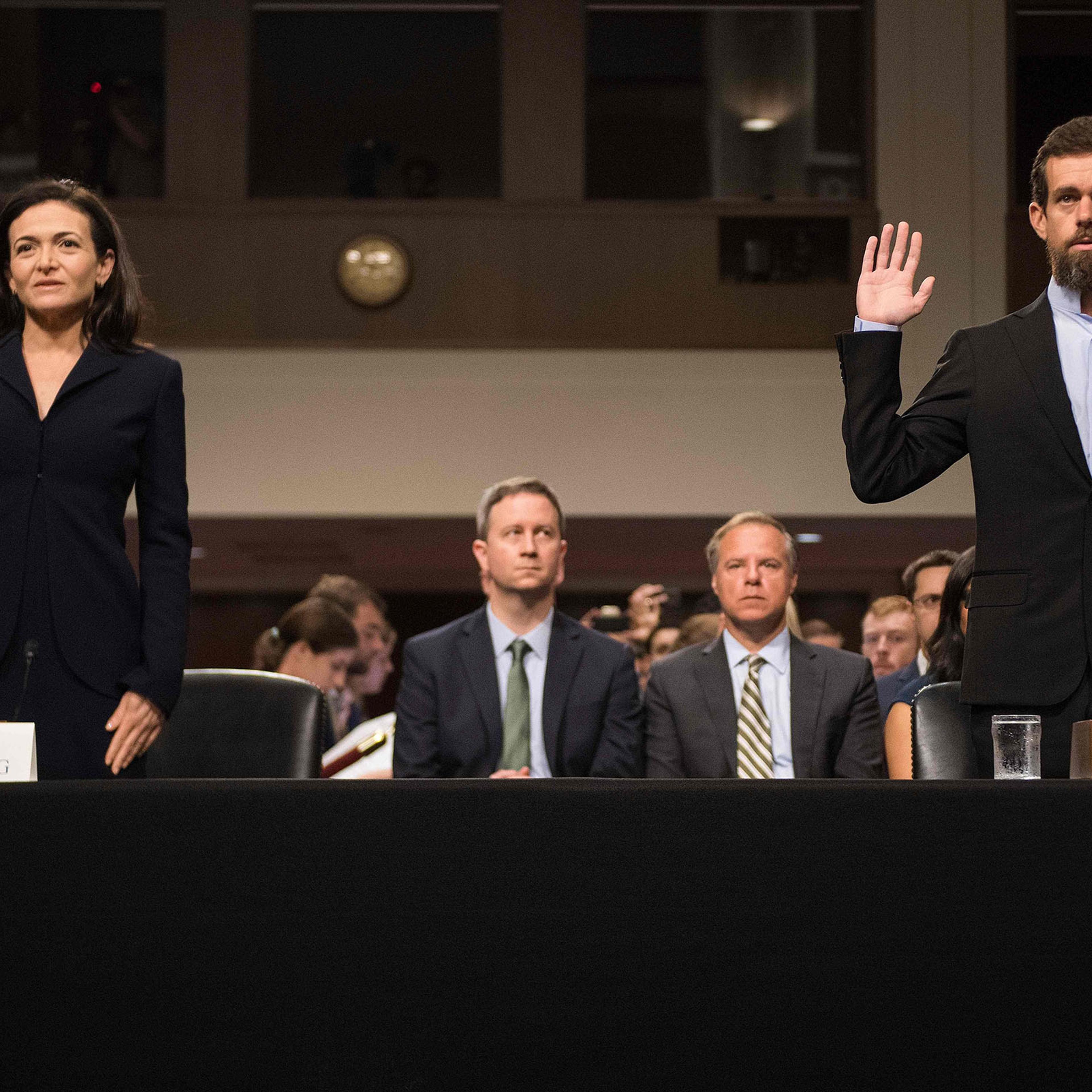 Facebook's Dorsey and Twitter's Sandberg Testify