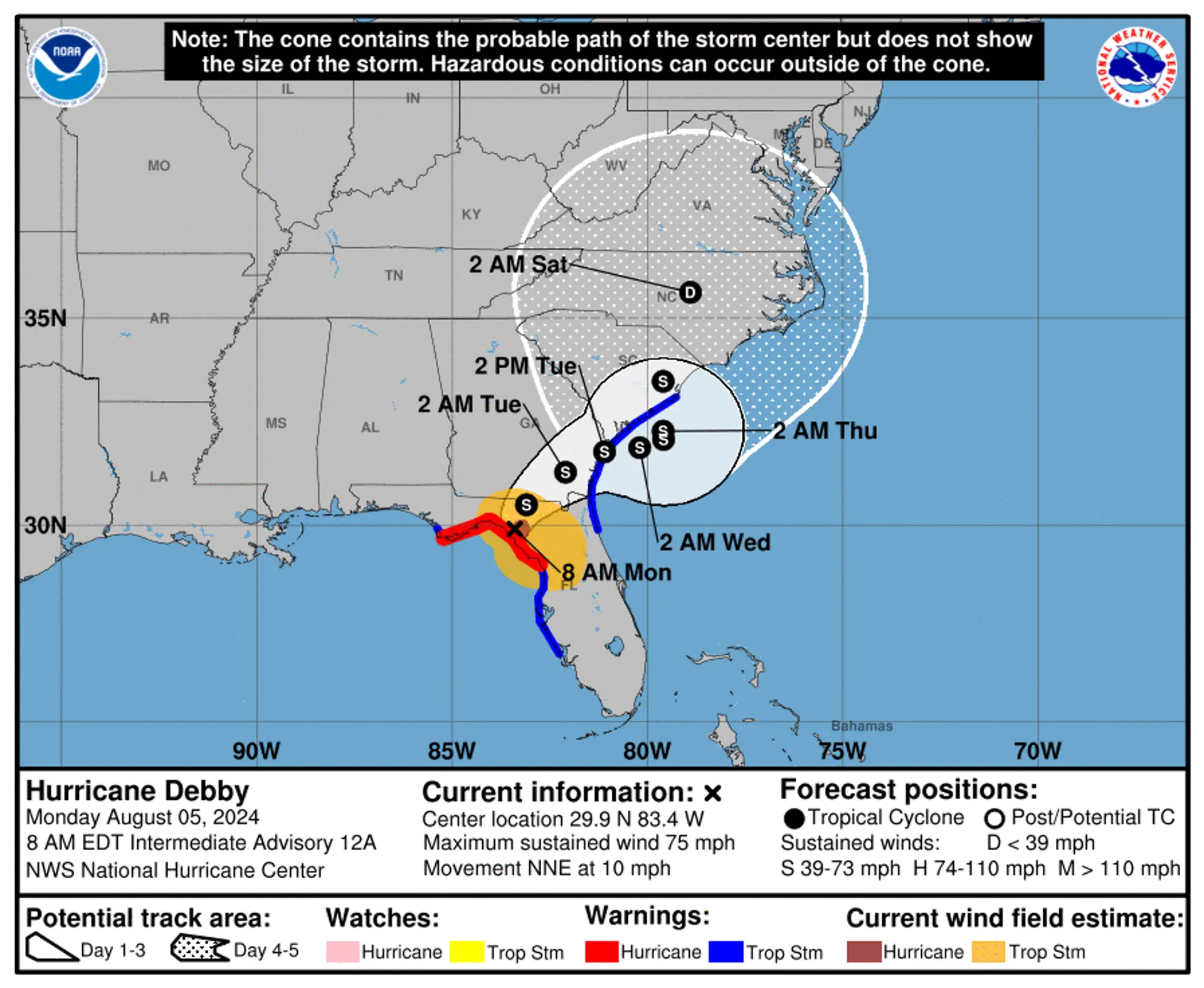 Debbie Path See Tropical Storm Debby's Projected Path
