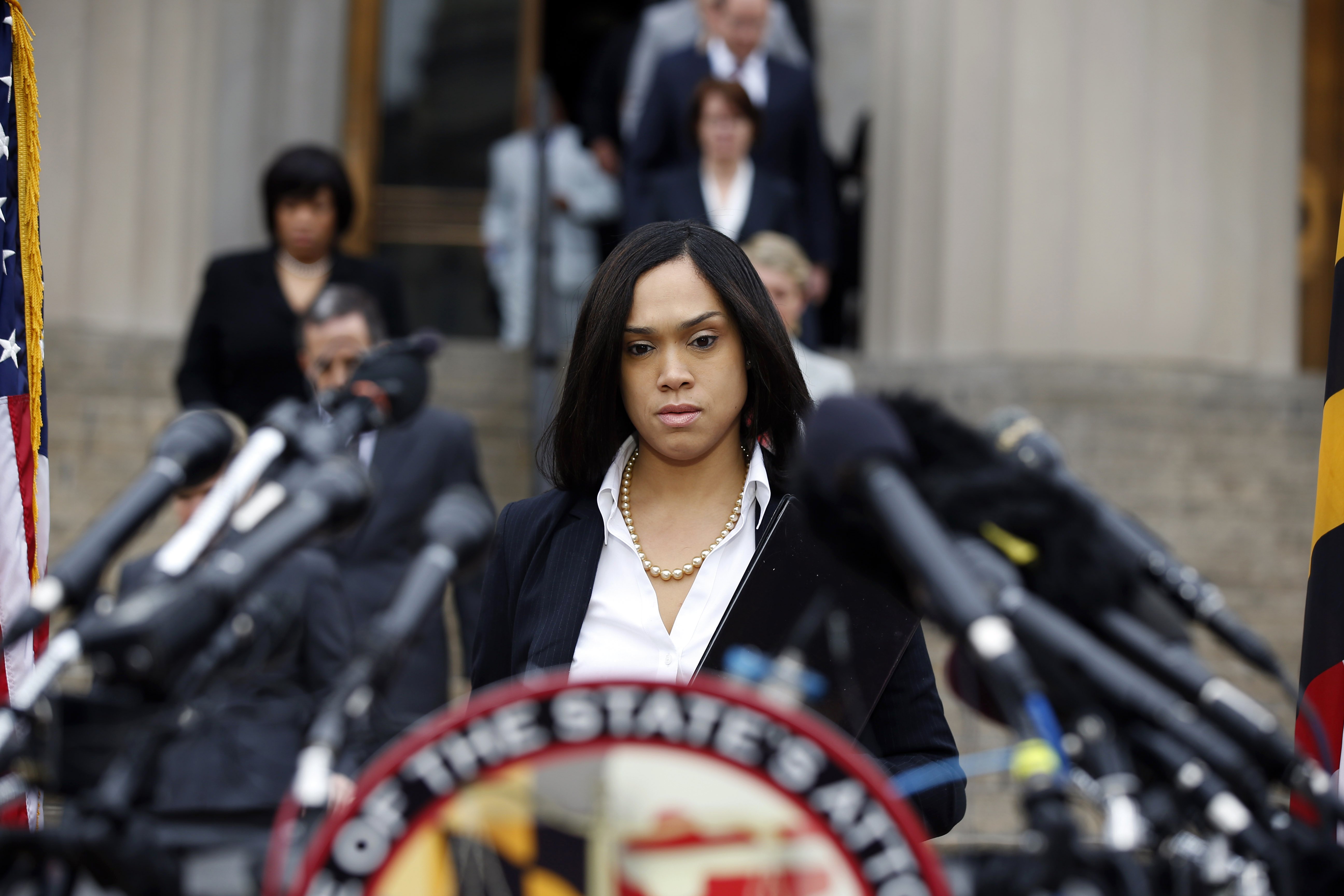 Marilyn Mosby, Baltimore state's attorney, approaches the podium for a media availability on May 1, 2015 in Baltimore.
