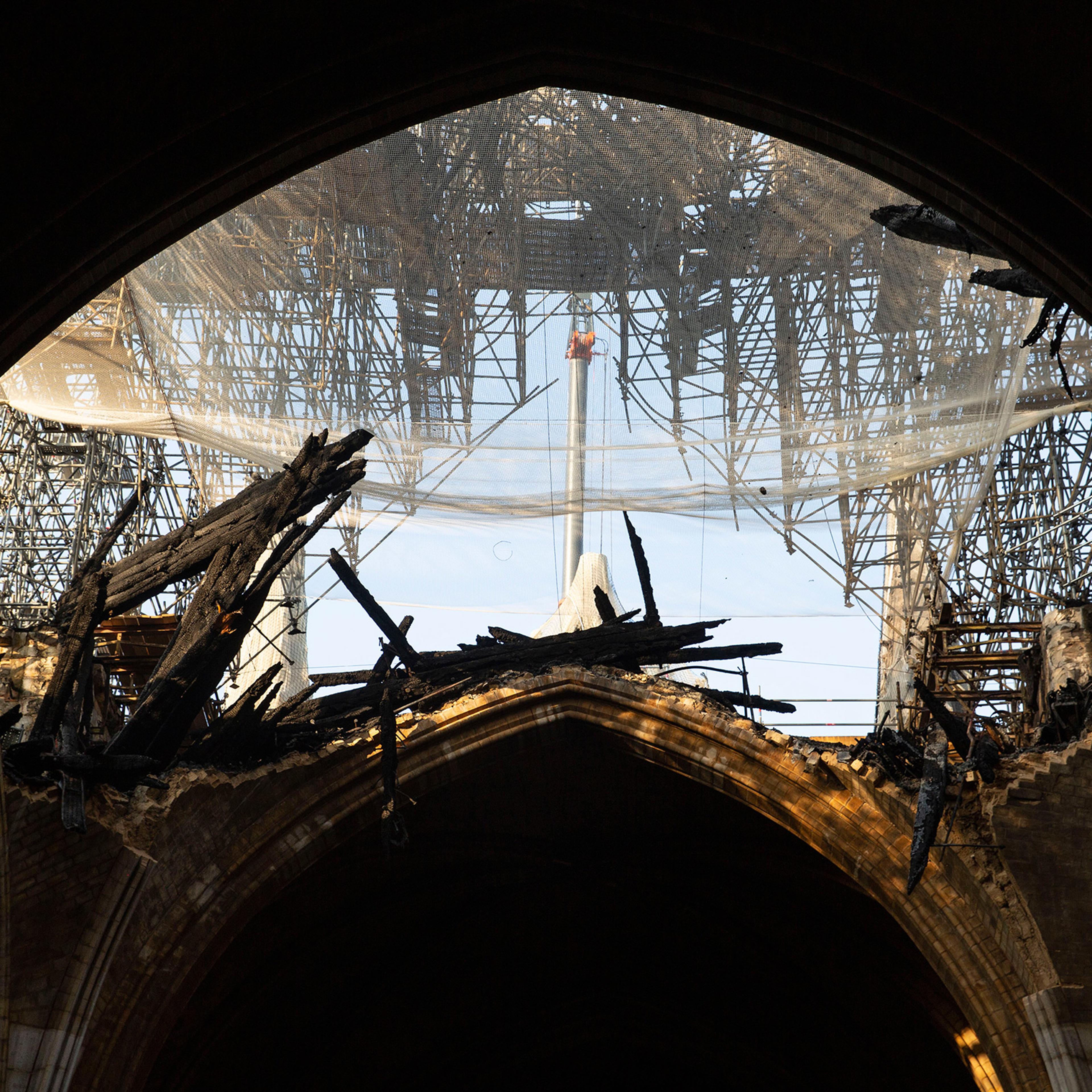 The damaged cathedral in June