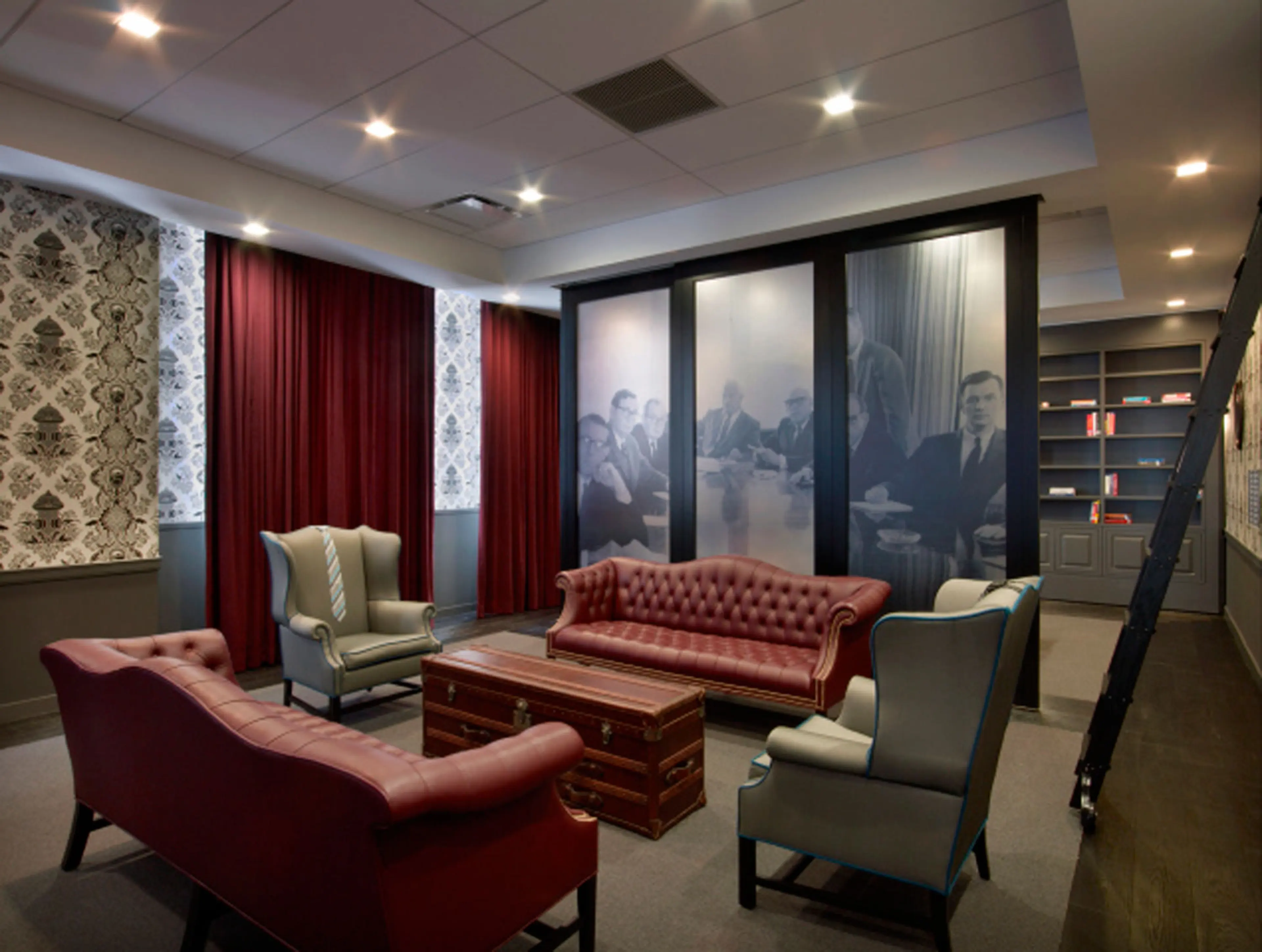 Google New York's library, complete with books donated by employees.