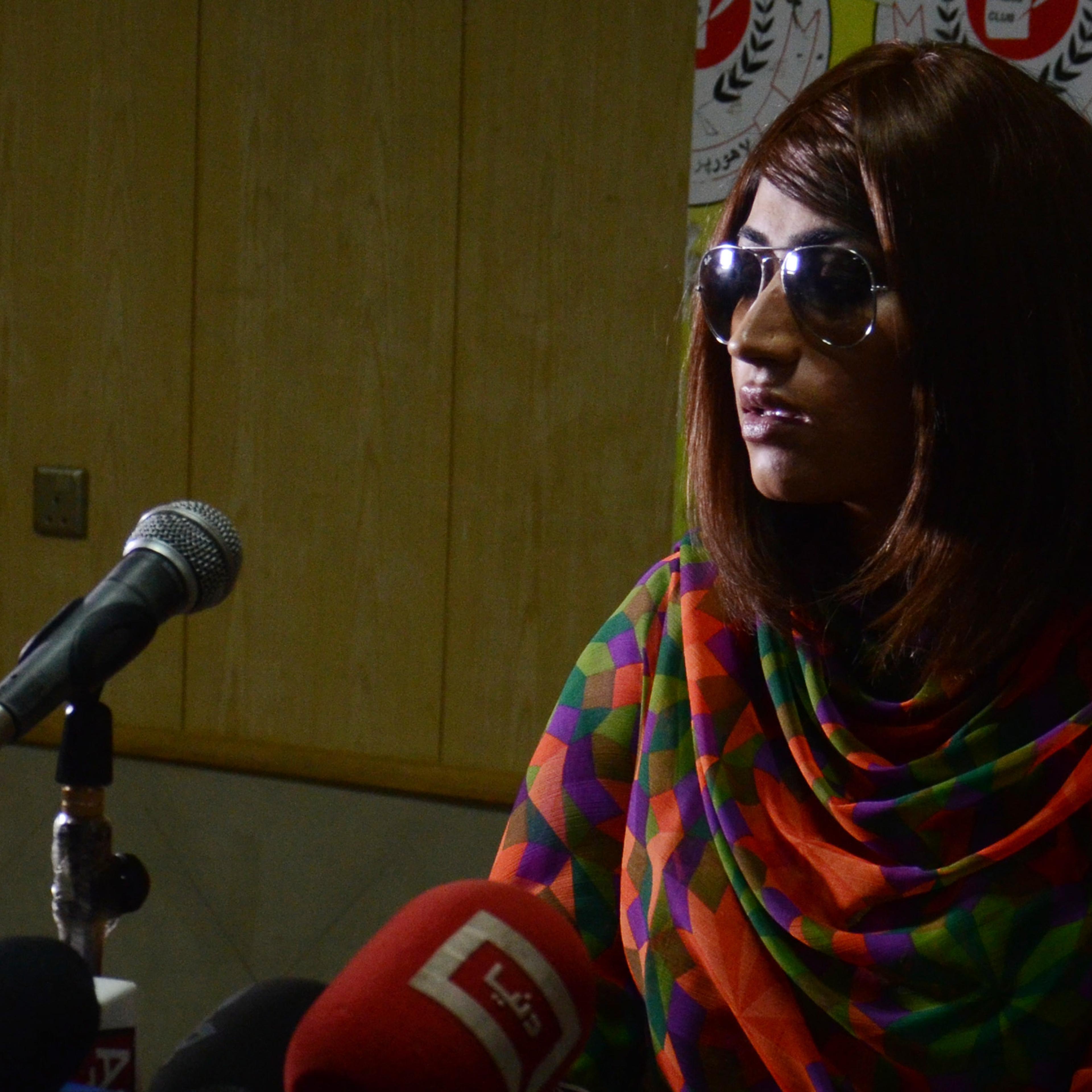Late Pakistani actress and model Qandeel Baloch addresses the media