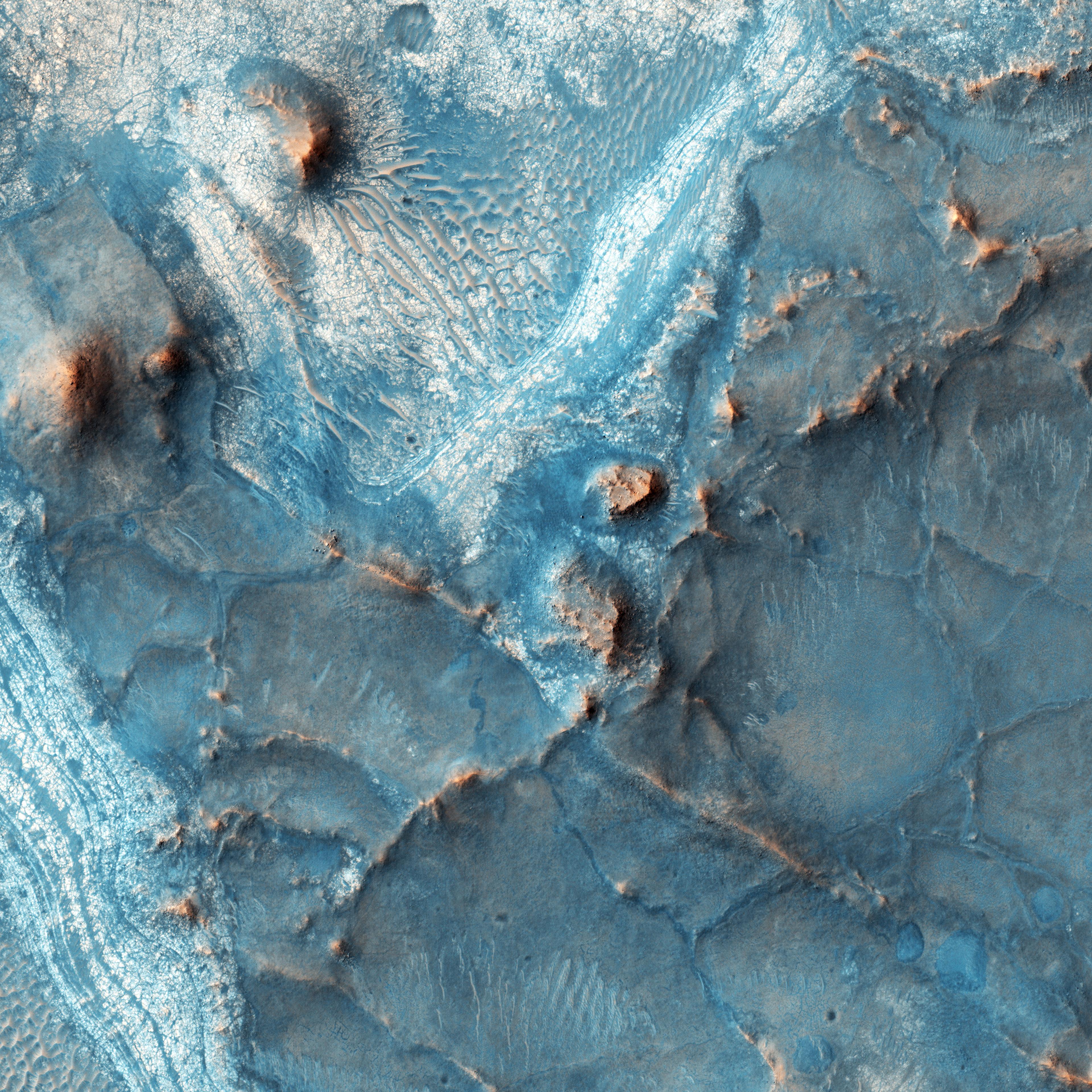 The Nili Fossae region on the northwest rim of Isidis impact basin, Mars, on Feb. 5, 2016.