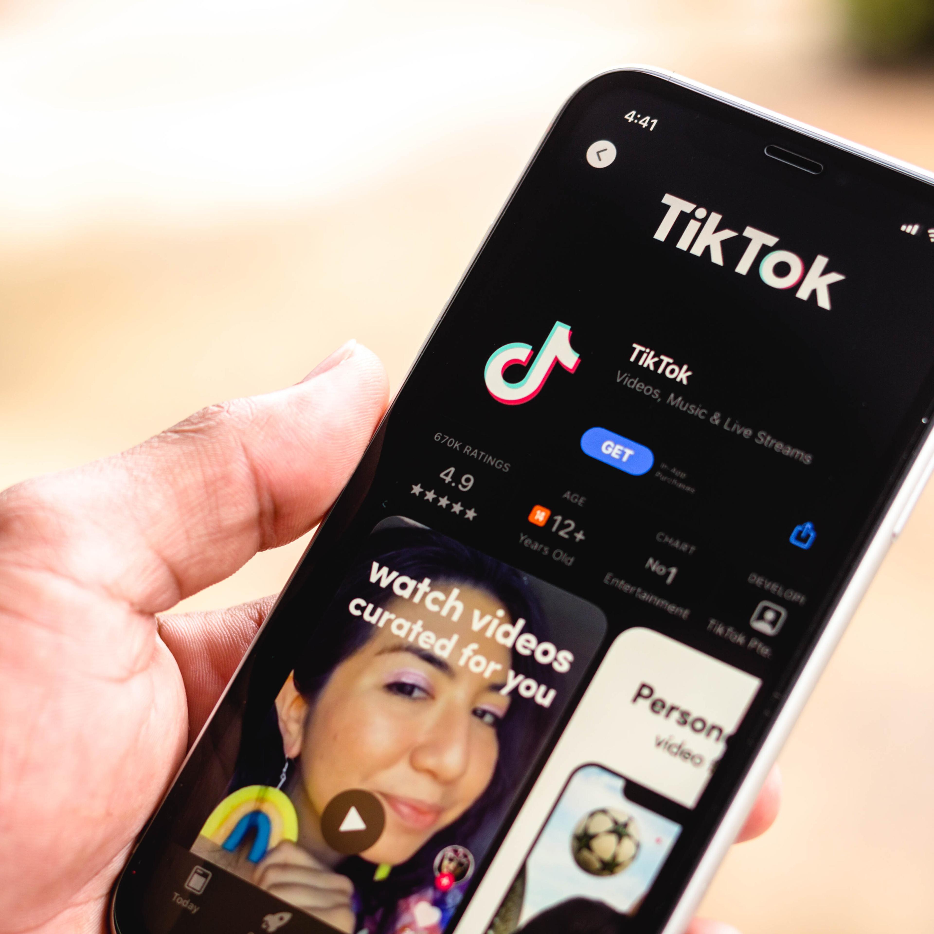 In this photo illustration the TikTok logo in App Store seen