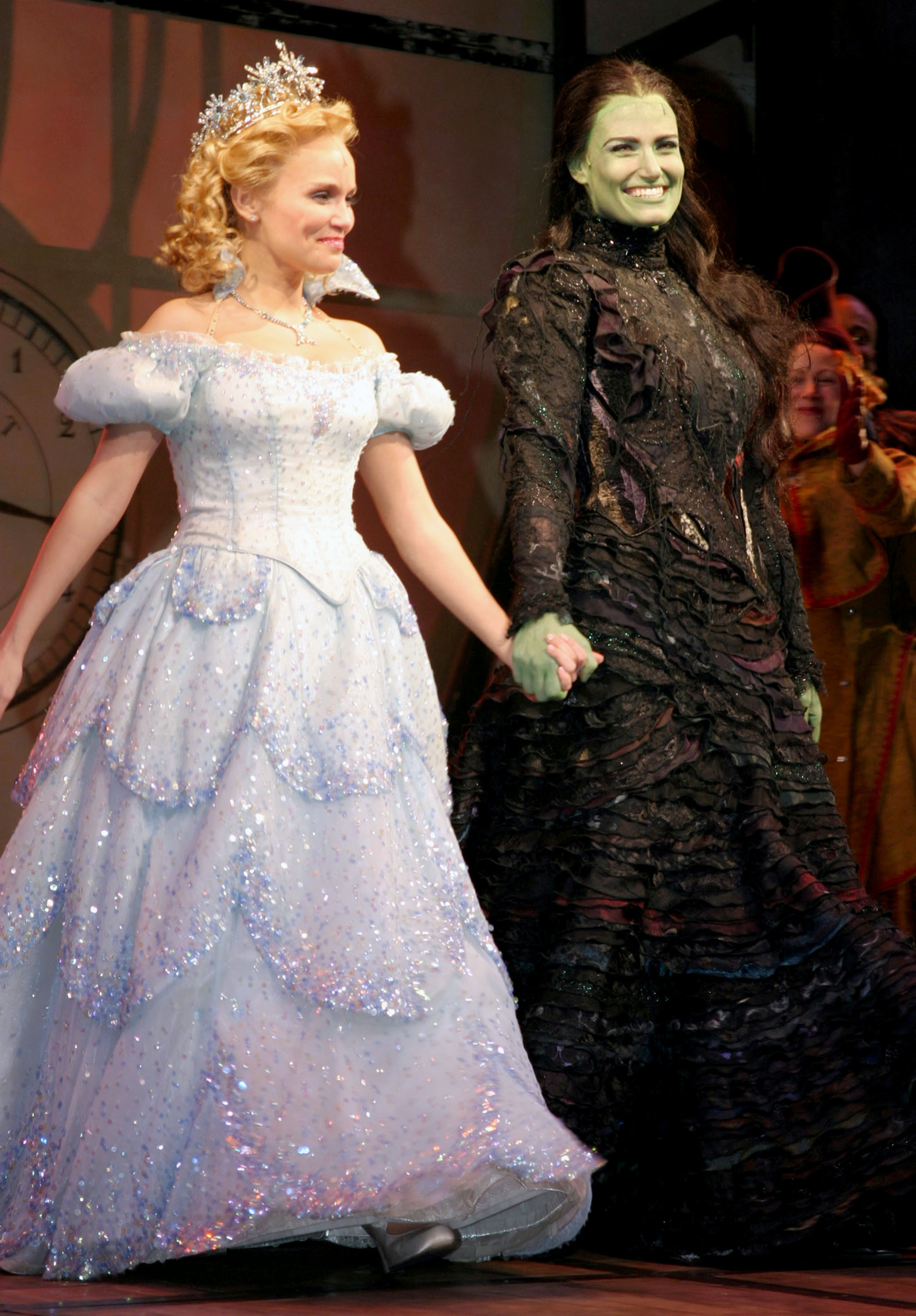 Kristin Chenoweth and Idina Menzel, 'Wicked's' original stars, at curtain call.