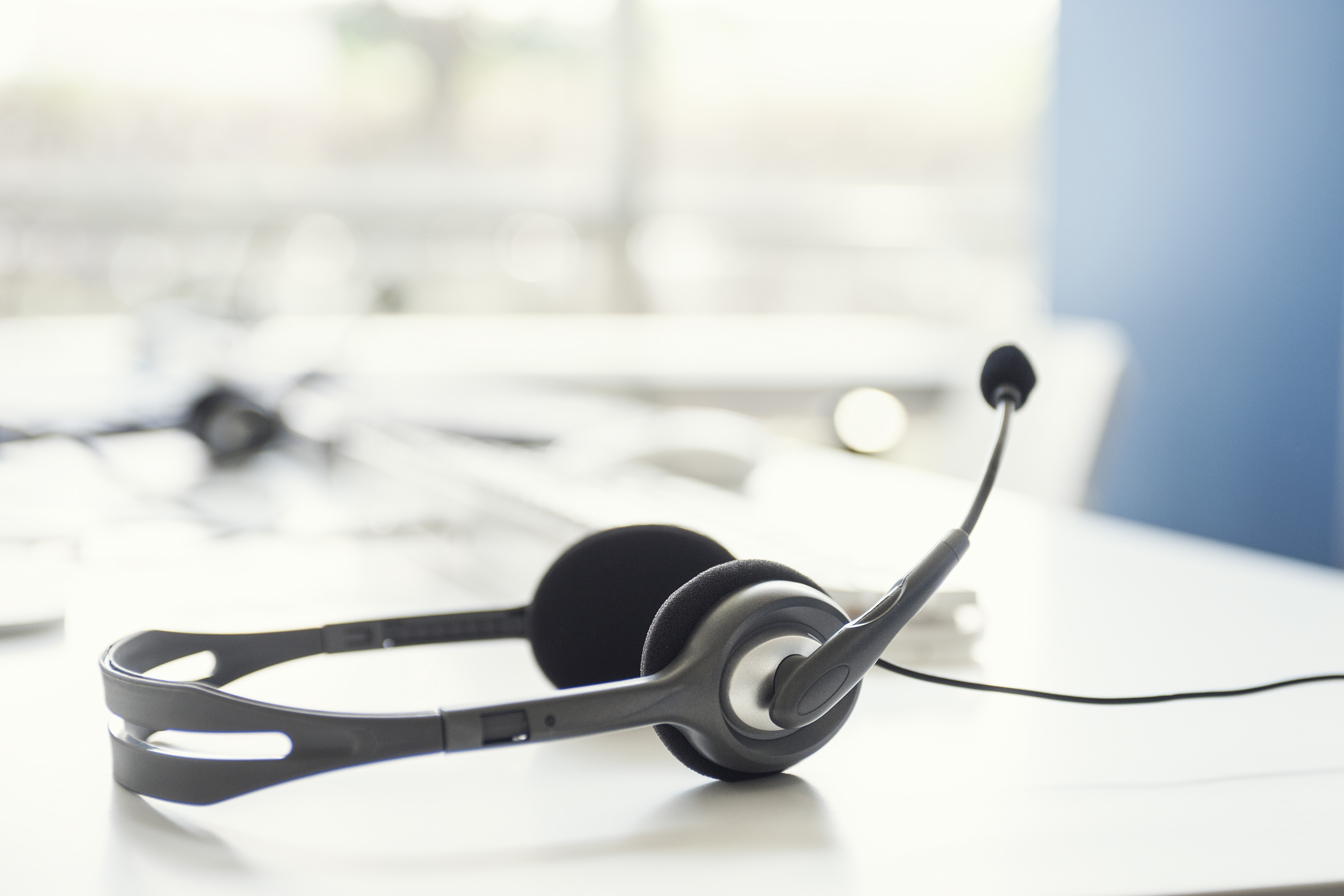 Phone headset on desk
