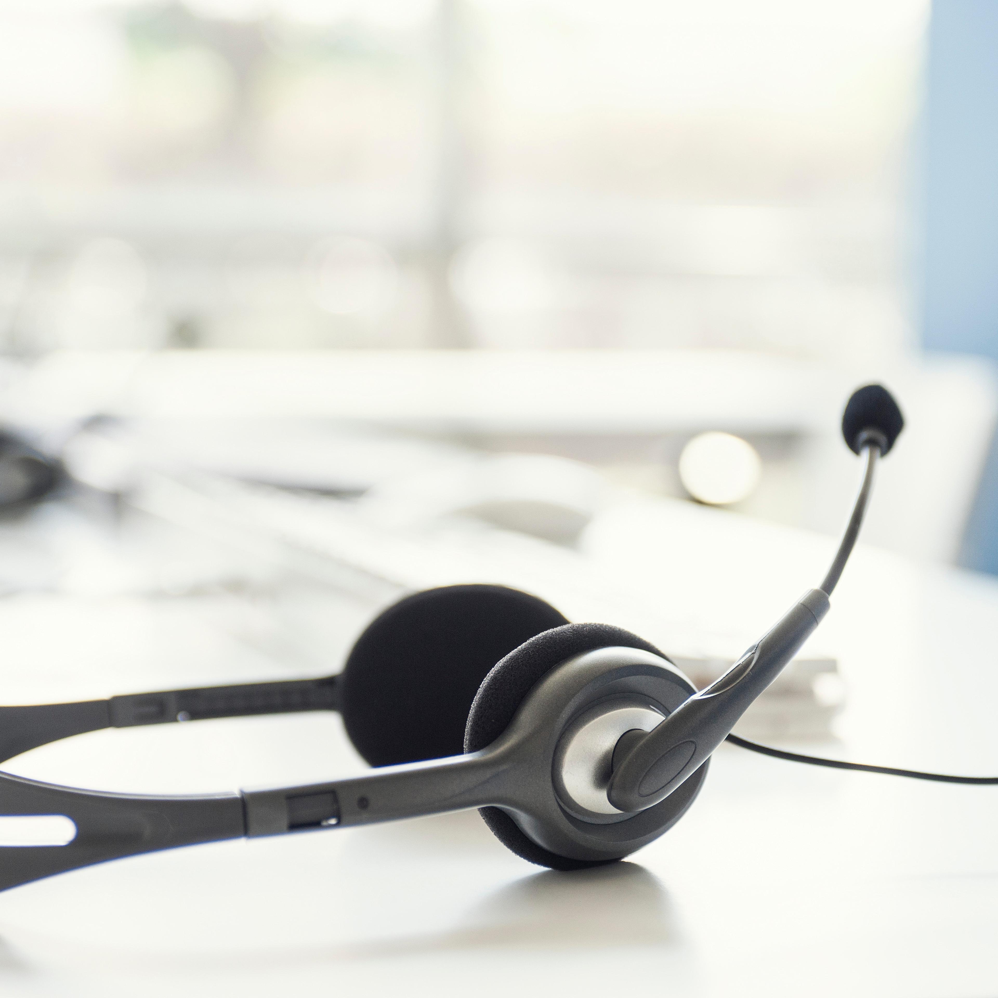 Phone headset on desk