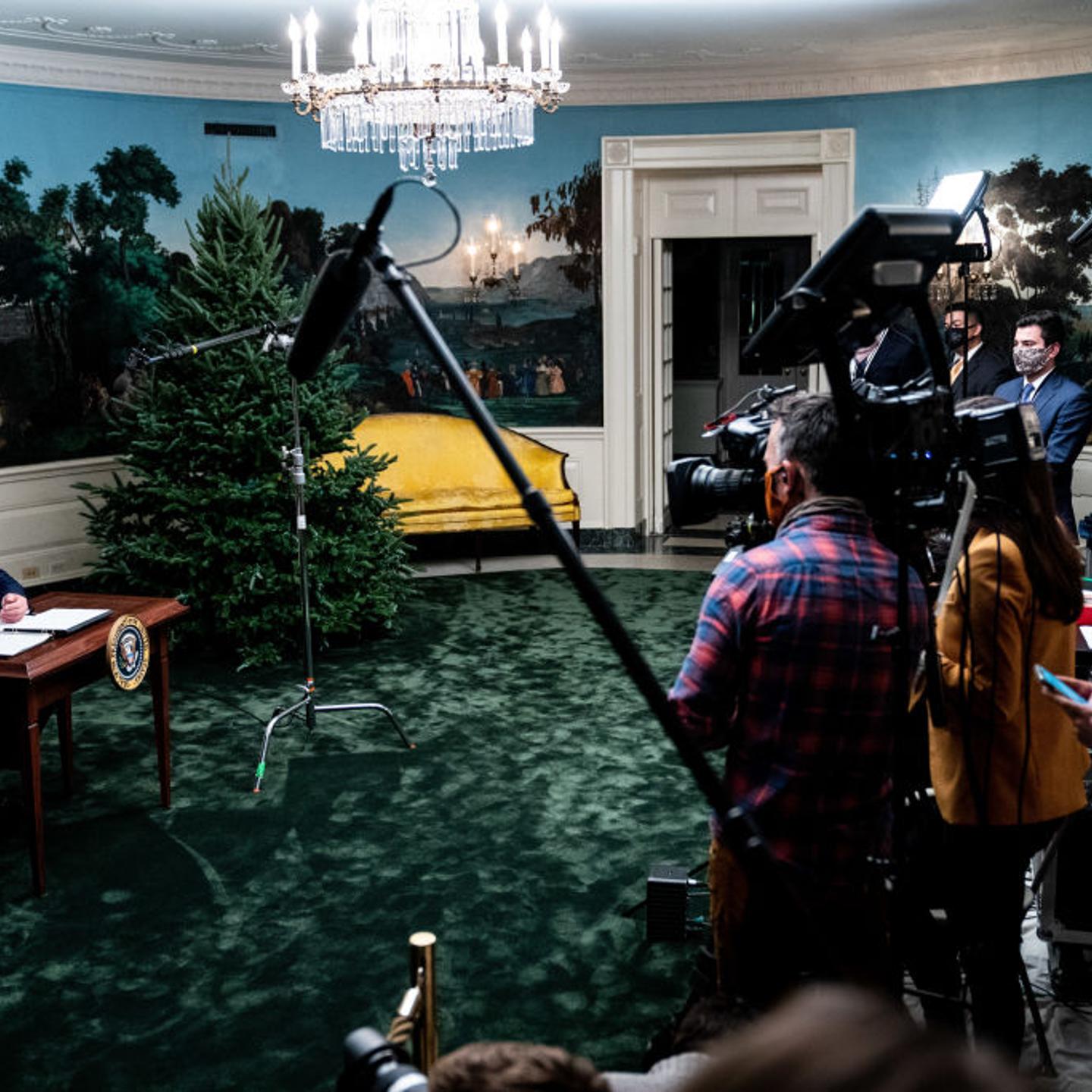 President Trump Holds Thanksgiving Videoconference With Members Of The Military