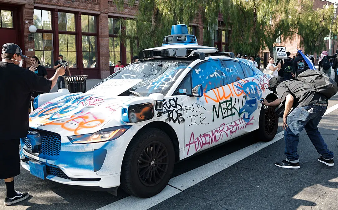 Painted Waymo Why Waymos Have Been Vandalized by Protesters