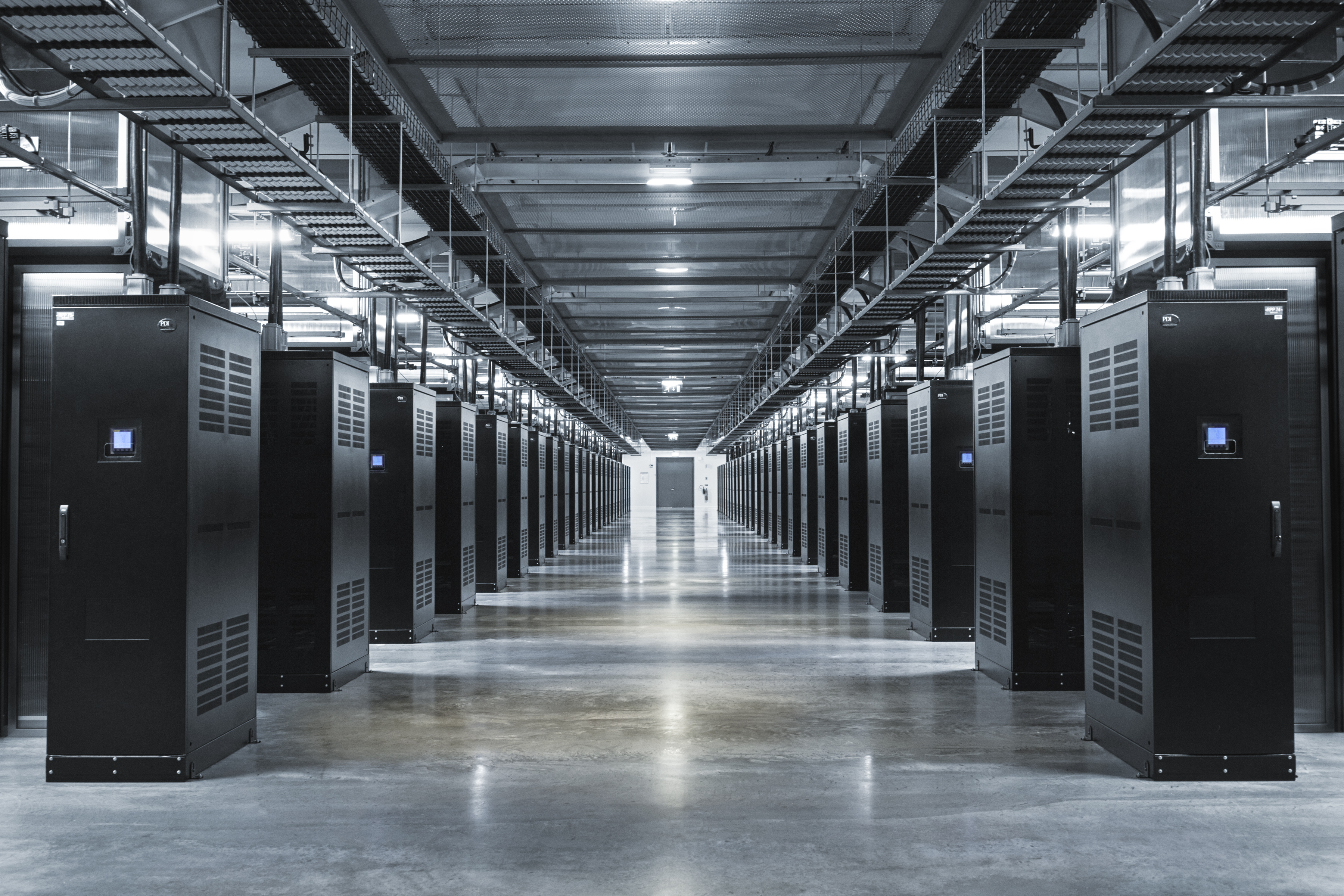 The data center houses tens of thousands of servers.