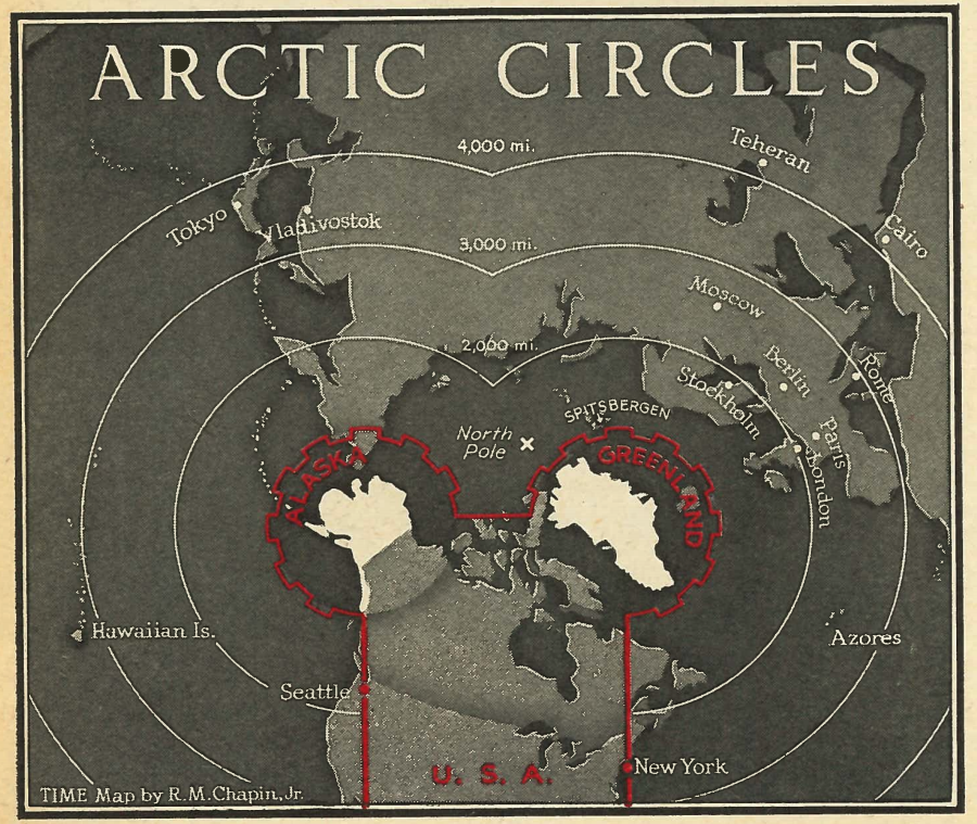 TIME 1947 Arctic Circles Map Greenland