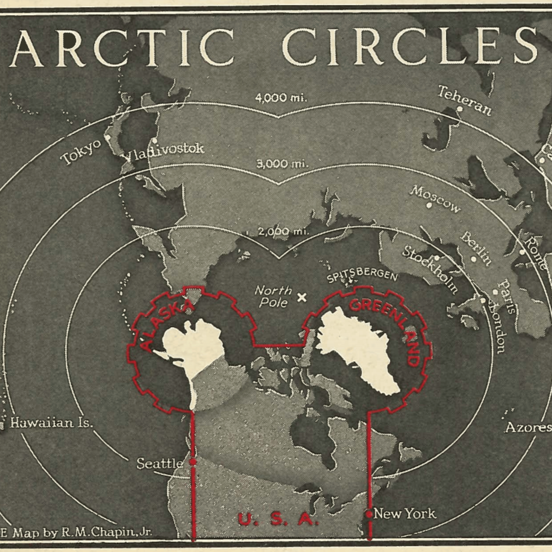TIME 1947 Arctic Circles Map Greenland