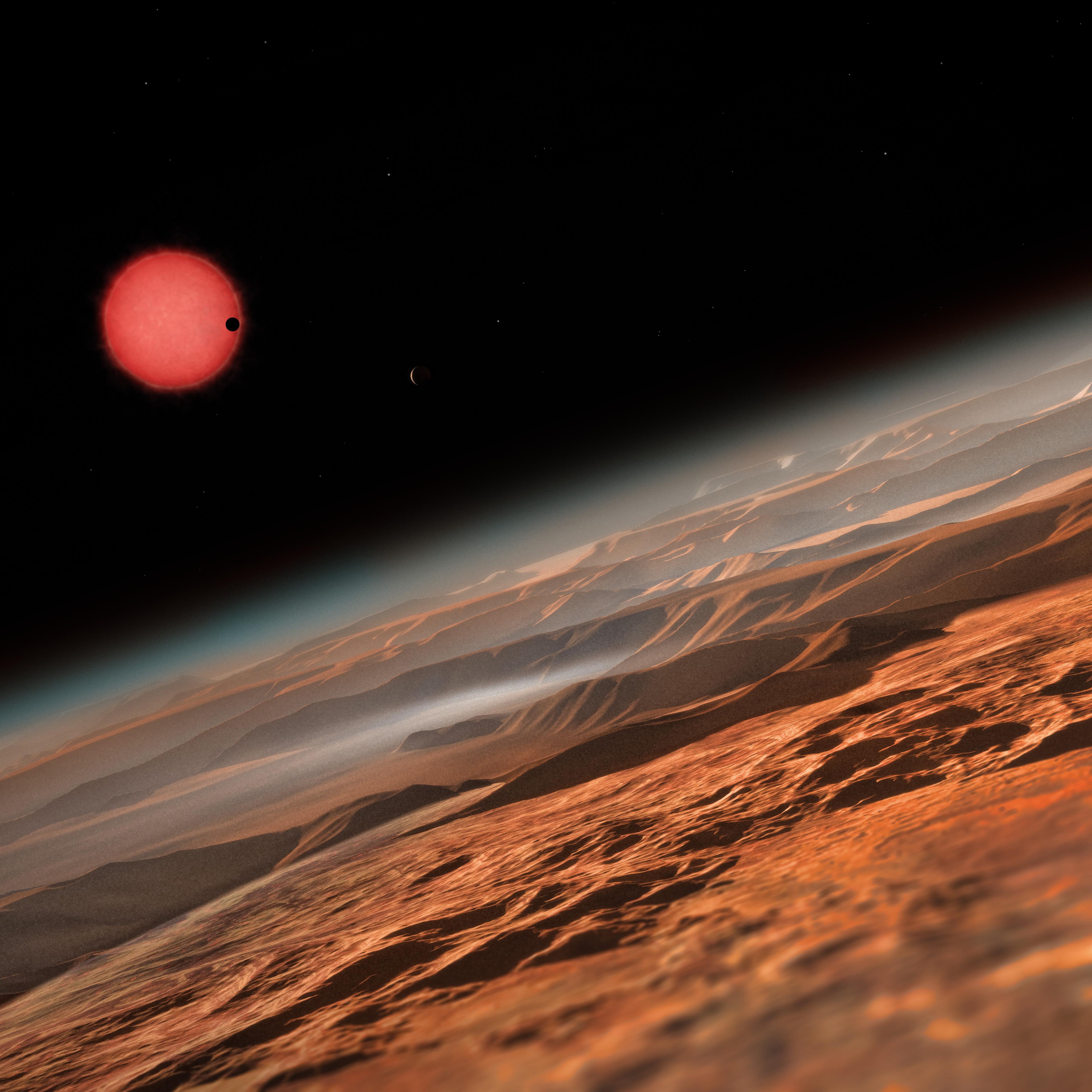 Anything stirring? An artist’s rendering of the approach to one of the newly discovered worlds.