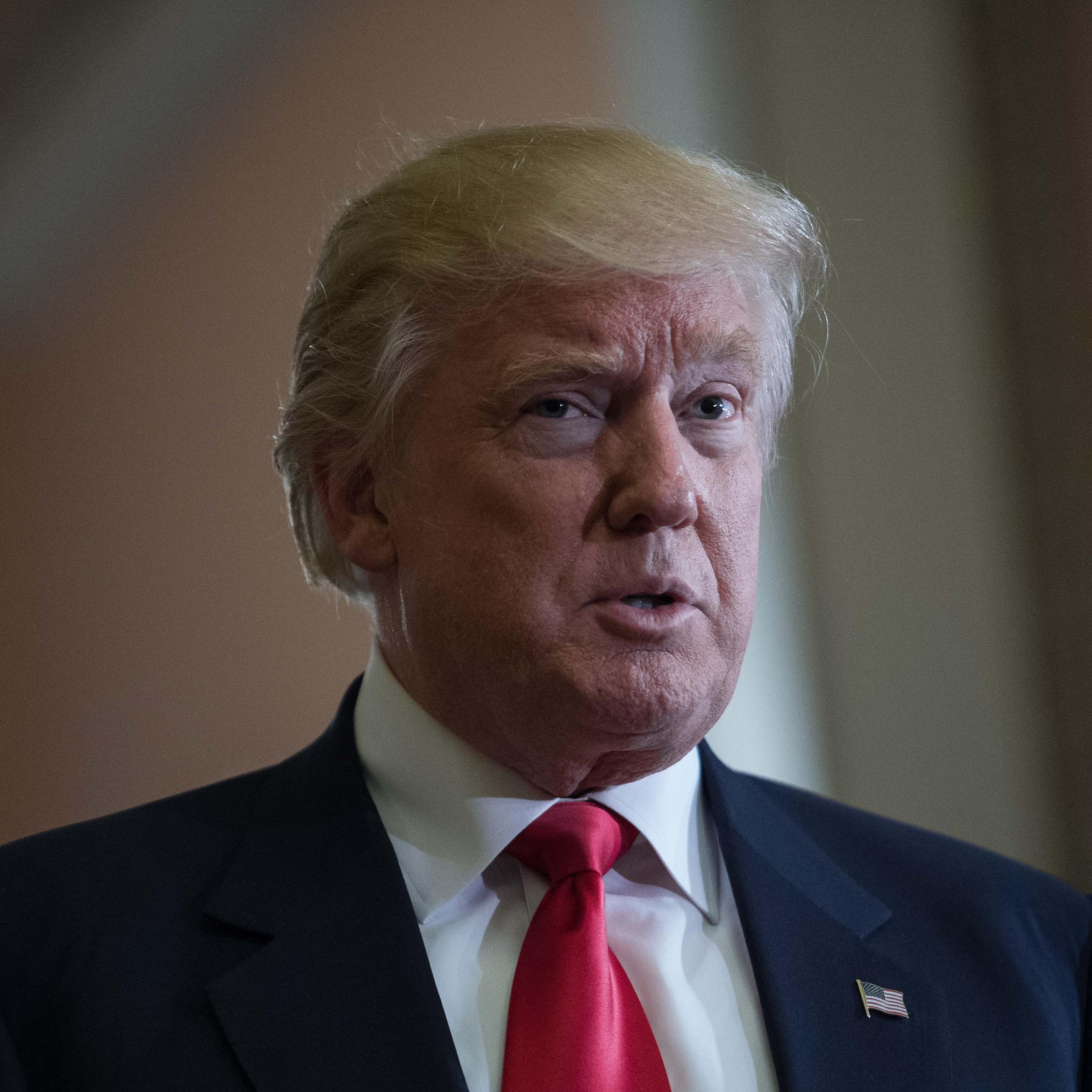 U.S. President-elect Donald Trump speaks to the press following a meeting with Senate Majority Leader Mitch McConnell at the Capitol in Washington, D.C., on Nov. 10, 2016.