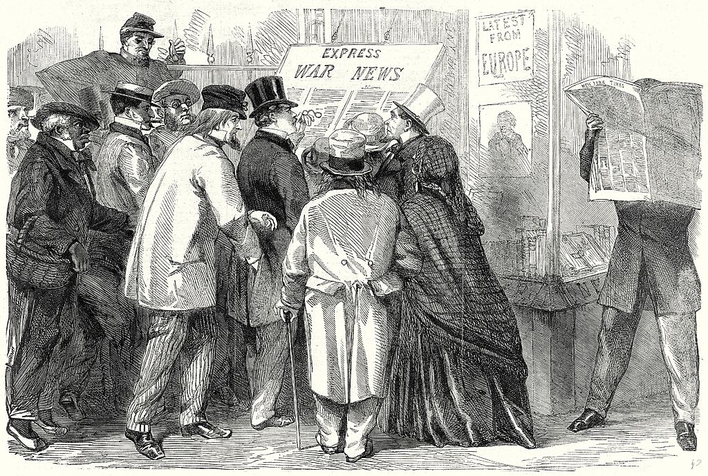 The War In America; Reading The War News In Broadway, New York,