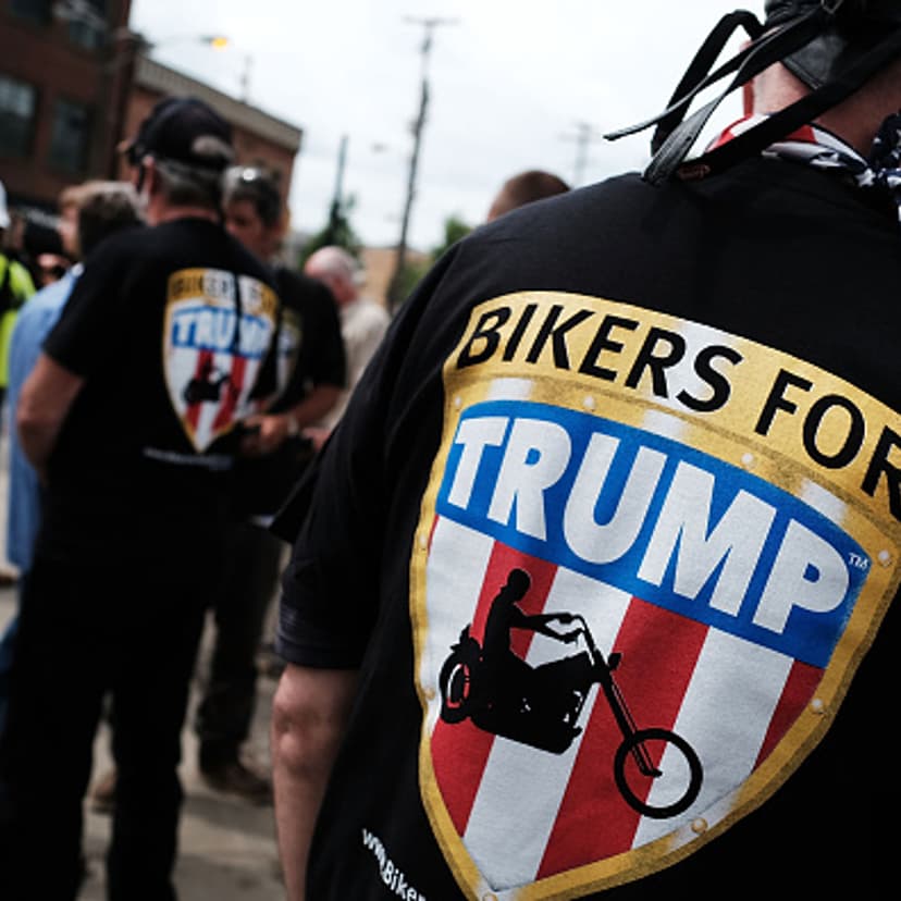 Members of the Bikers for Trump motorcycle group attend a rally for Donald Trump on the first day of the Republican National Convention (RNC) on July 18, 2016 in downtown Cleveland, Ohio.
