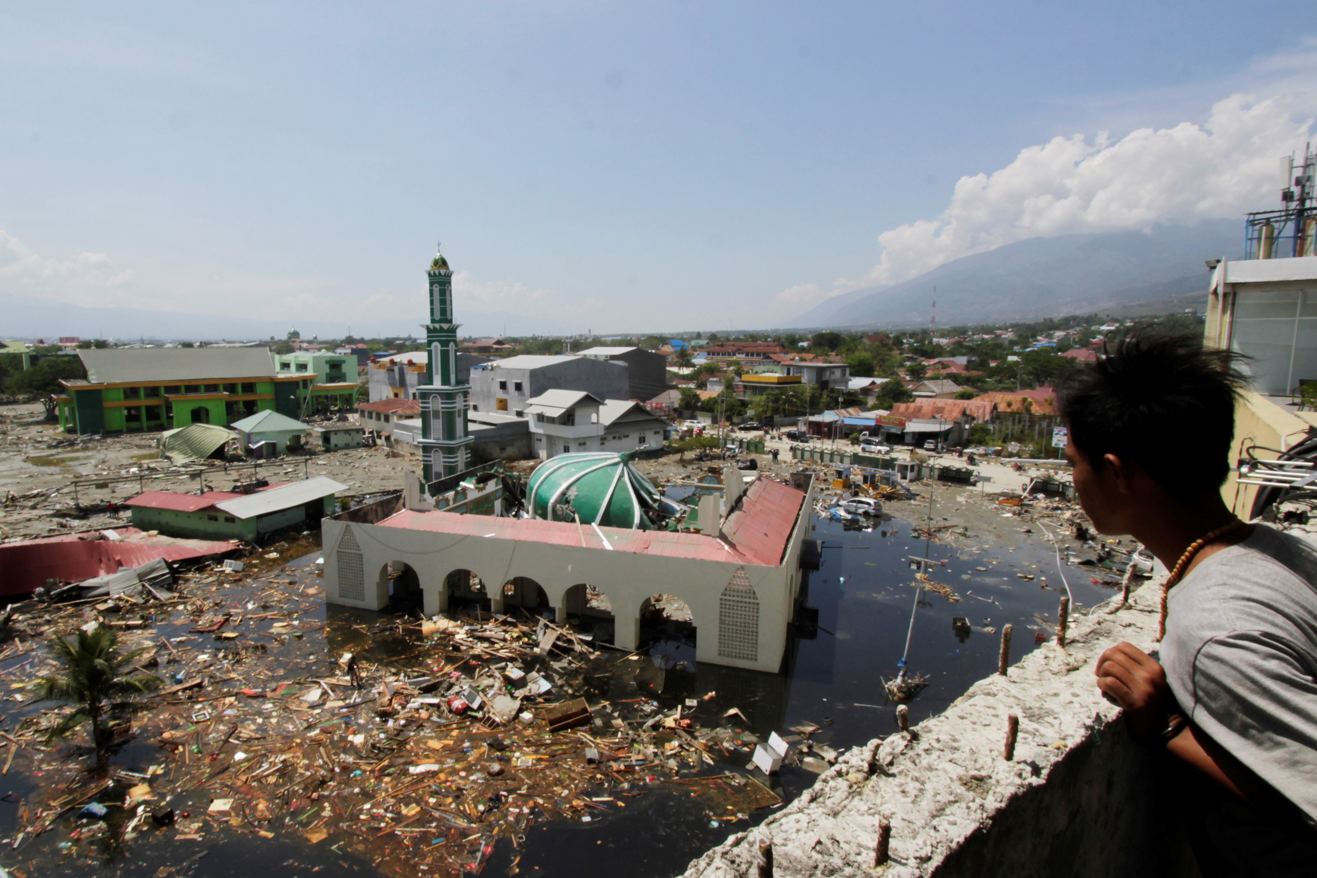 The condition of the Baiturrahman mosque after the earthquake and tsunami in Palu