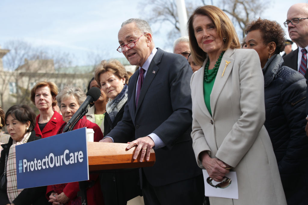 Sen. Chuck Schumer And Rep. Nancy Pelosi Hold Press Conference On Health Care Legislation