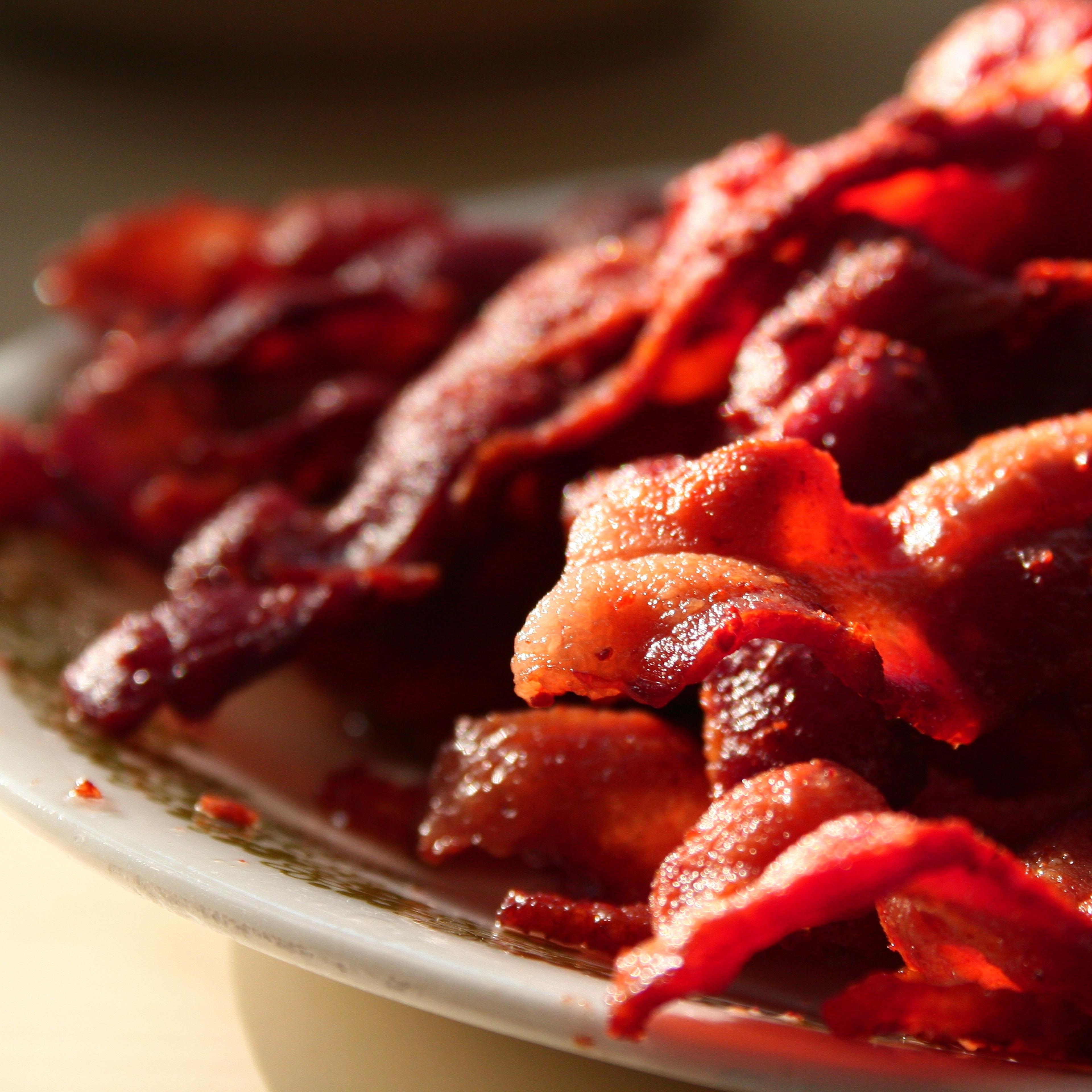 Plate Piled High With Fried Bacon