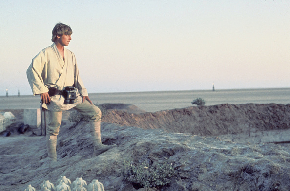 Mark Hamill on the set of Star Wars: Episode IV - A New Hope