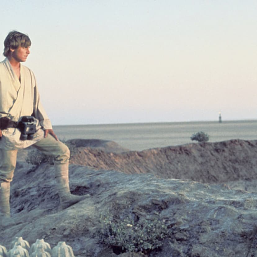 Mark Hamill on the set of Star Wars: Episode IV - A New Hope