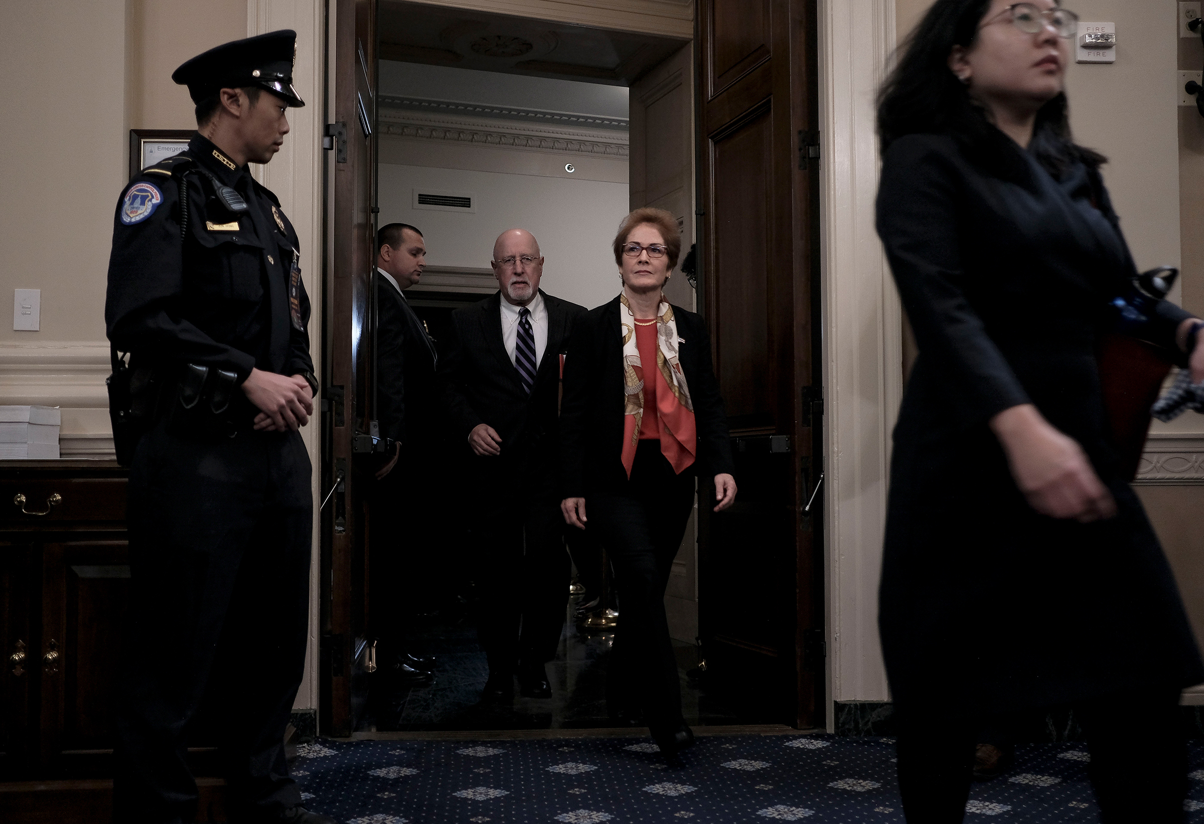 Marie Yovanovitch, the former ambassador to Ukraine, enters the House Intelligence Committee hearing on the impeachment inquiry in Washington, D.C., on Nov. 15, 2019.
