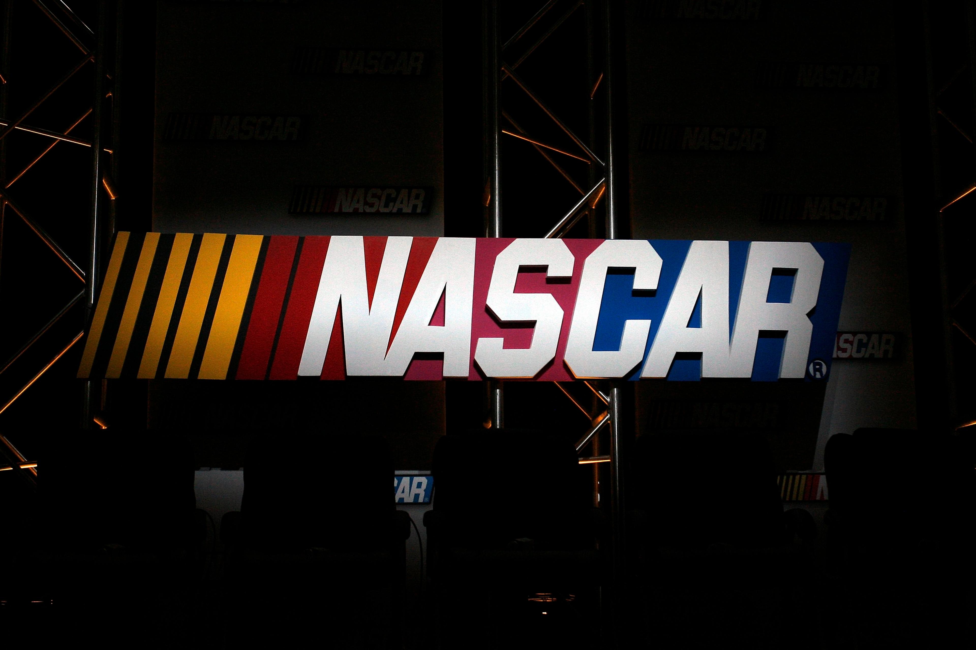 A general view of the NASCAR logo displayed during the NASCAR Sprint Media Tour hosted by Lowe's Motor Speedway at the NASCAR Research and Development Center January 22, 2009 in Concord, North Carolina.