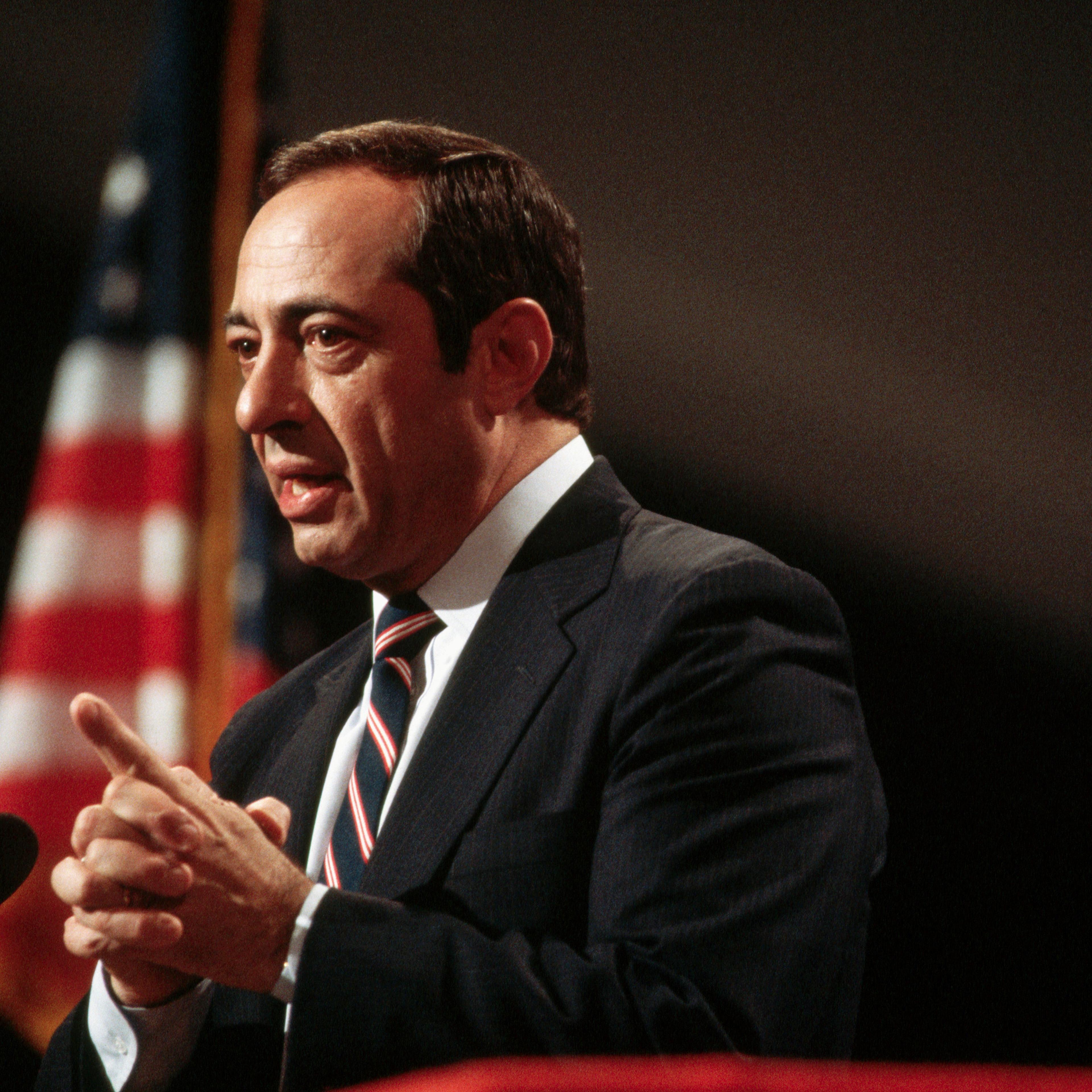 New York Governor Mario Cuomo delivers the keynote speech at the '84 Democratic National Convention in San Francisco.