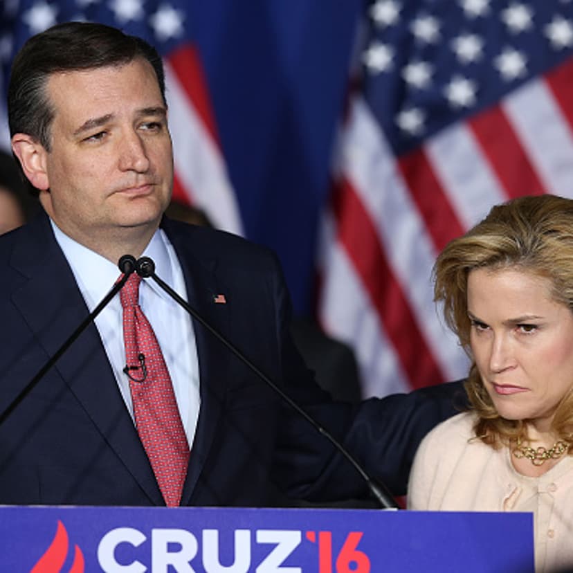 Republican presidential candidate, Sen. Ted Cruz (R-TX) announces the suspension of his campaign as wife Heidi Cruz looks on during an election night watch party at the Crowne Plaza Downtown Union Station on May 3, 2016 in Indianapolis, Indiana.