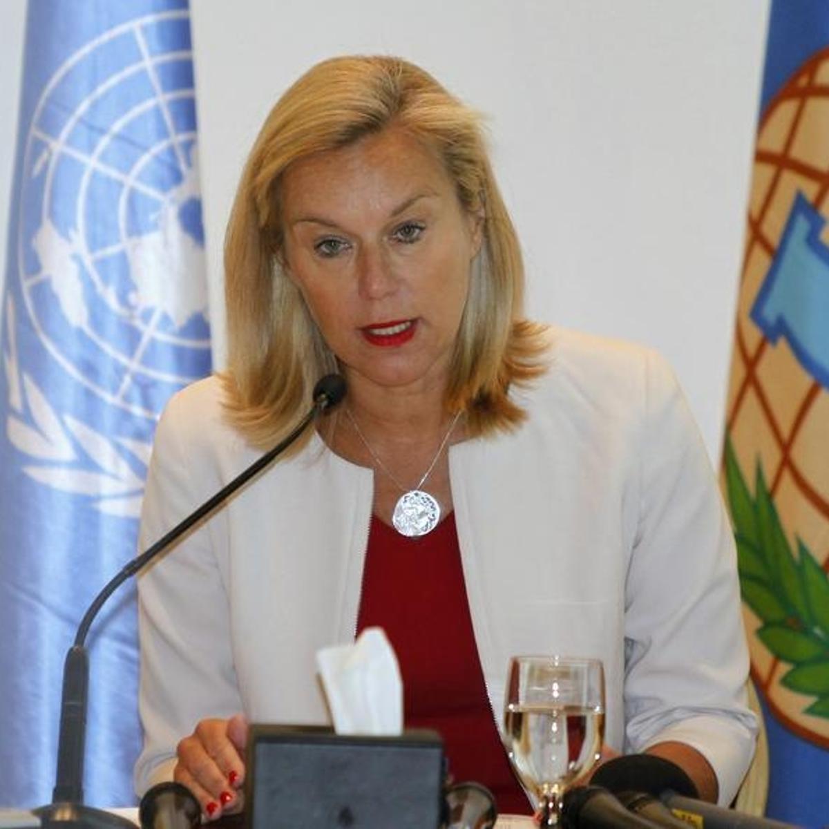 Kaag, special coordinator of the OPCW-UN joint mission on eliminating Syria's chemical weapons programme, speaks during a news conference in Damascus
