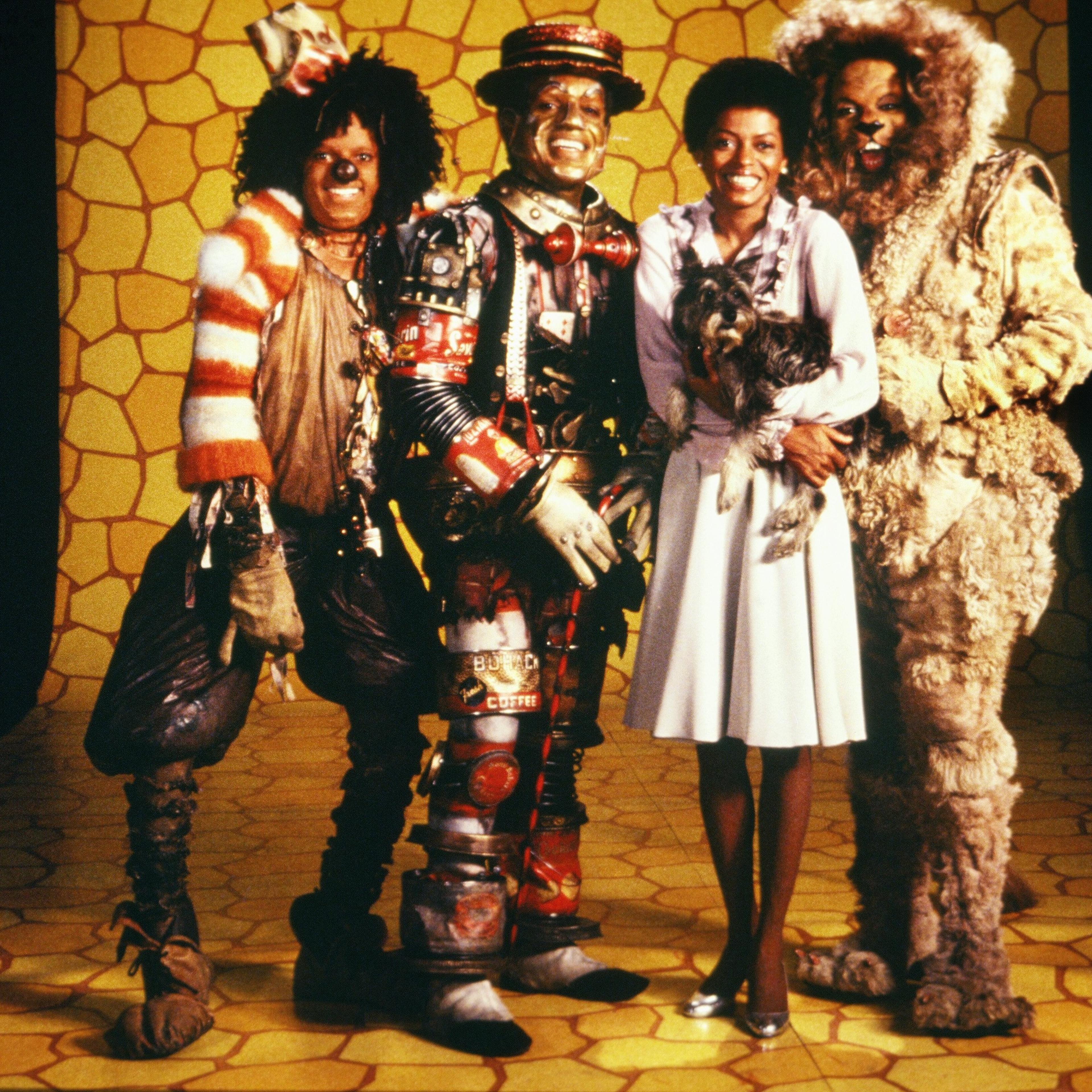 The cast of 'The Wiz' (L-R Michael Jackson, Nipsey Russell, Diana Ross and Ted Ross) pose for a publicity shot in 1978 in New York, New York.