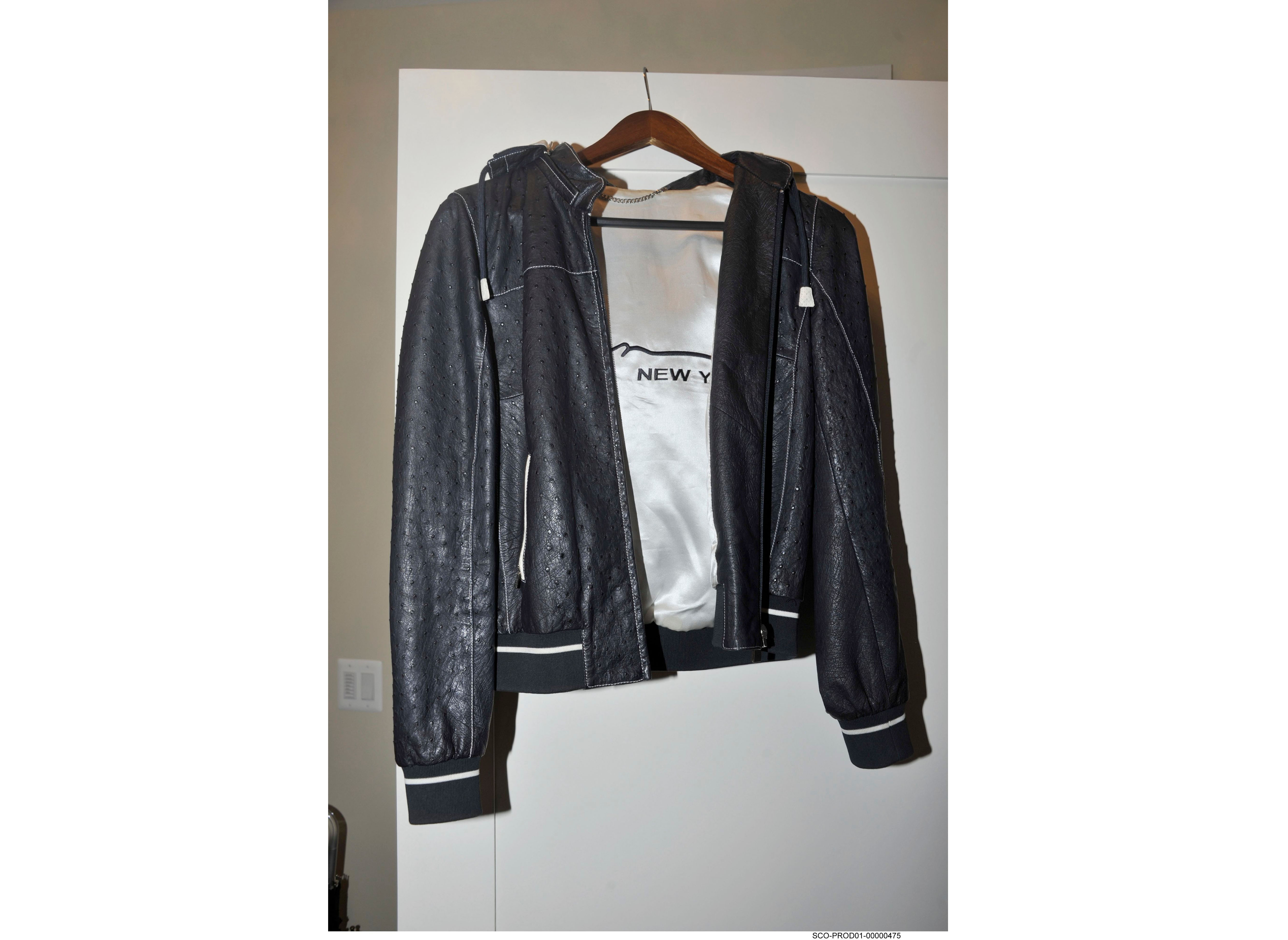 Ostrich jacket on hanger