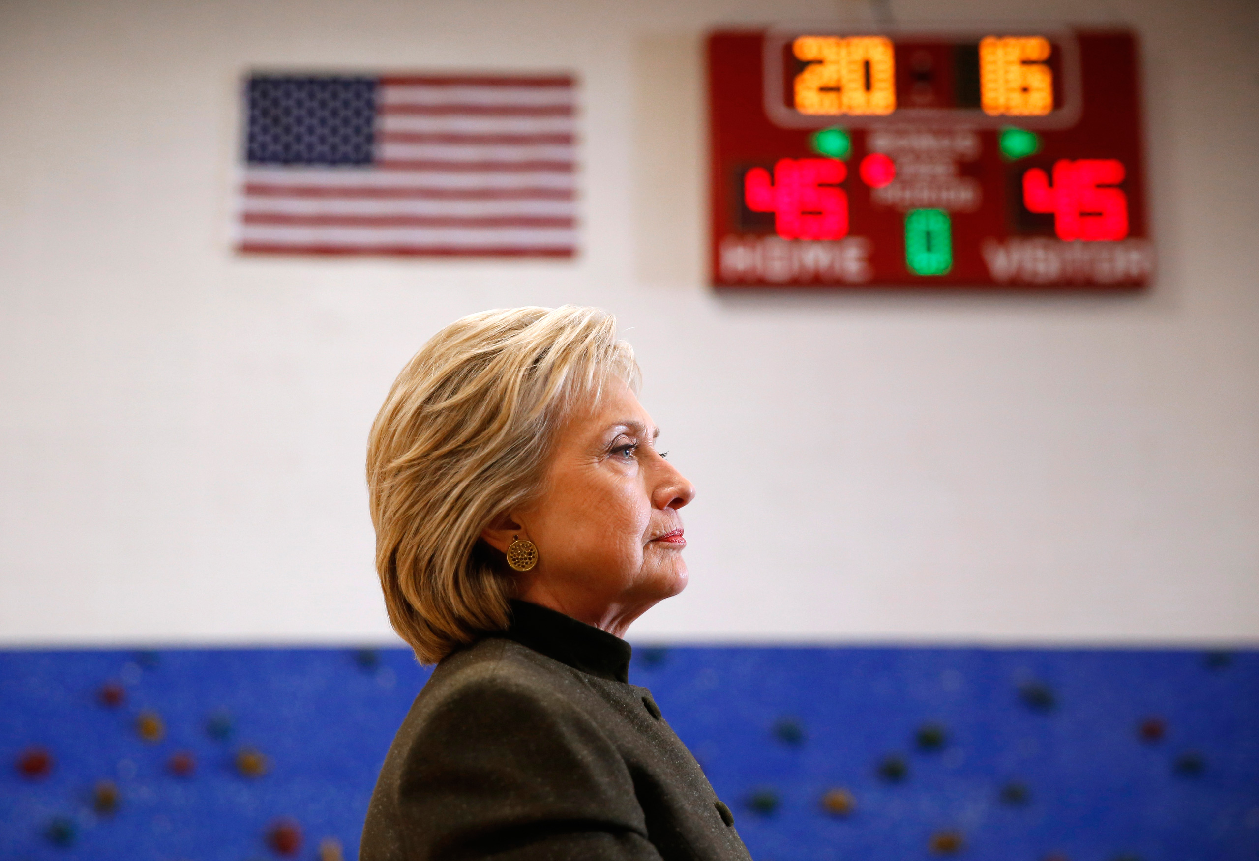 Democratic presidential candidate Hillary Clinton, listens to a question during a campaign event at Berg Middle School, Thursday, Jan. 28, 2016 in Newton, Iowa. (AP Photo/Paul Sancya)