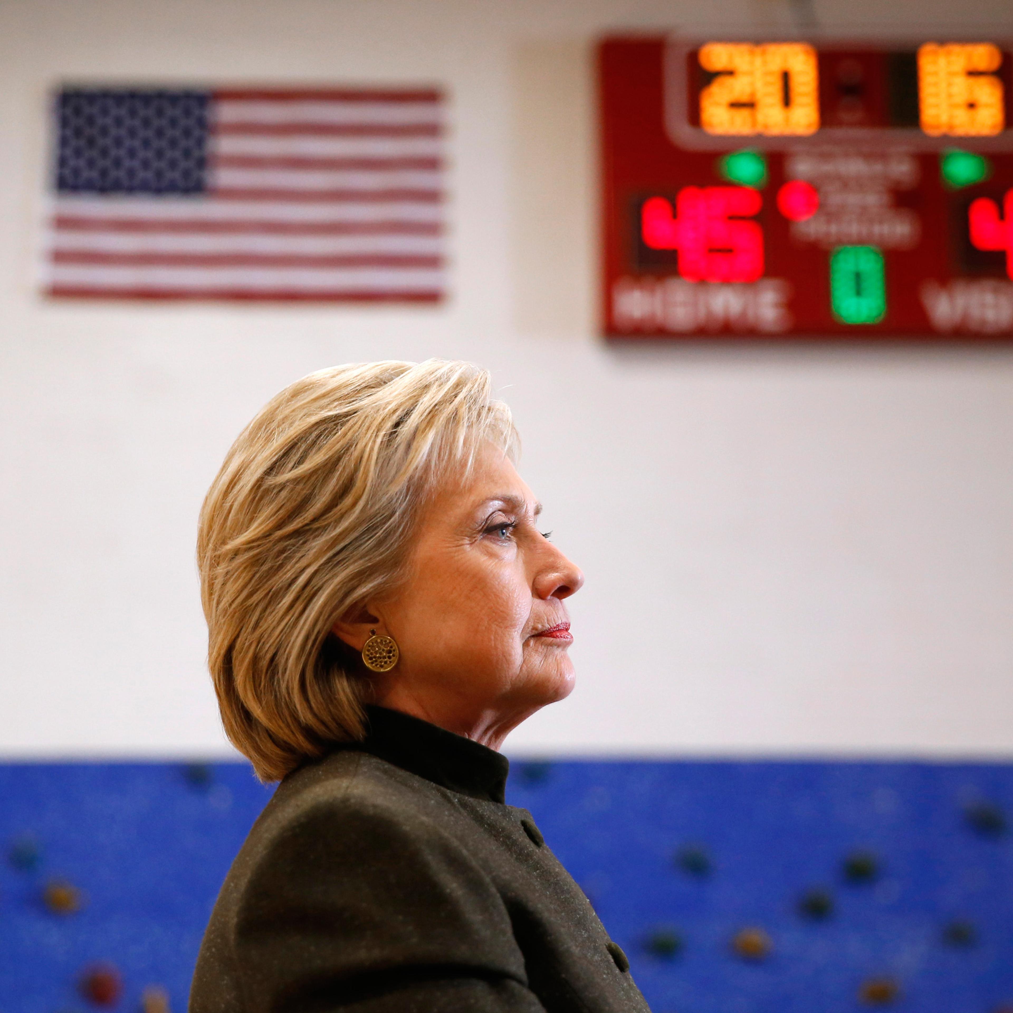 Democratic presidential candidate Hillary Clinton, listens to a question during a campaign event at Berg Middle School, Thursday, Jan. 28, 2016 in Newton, Iowa. (AP Photo/Paul Sancya)