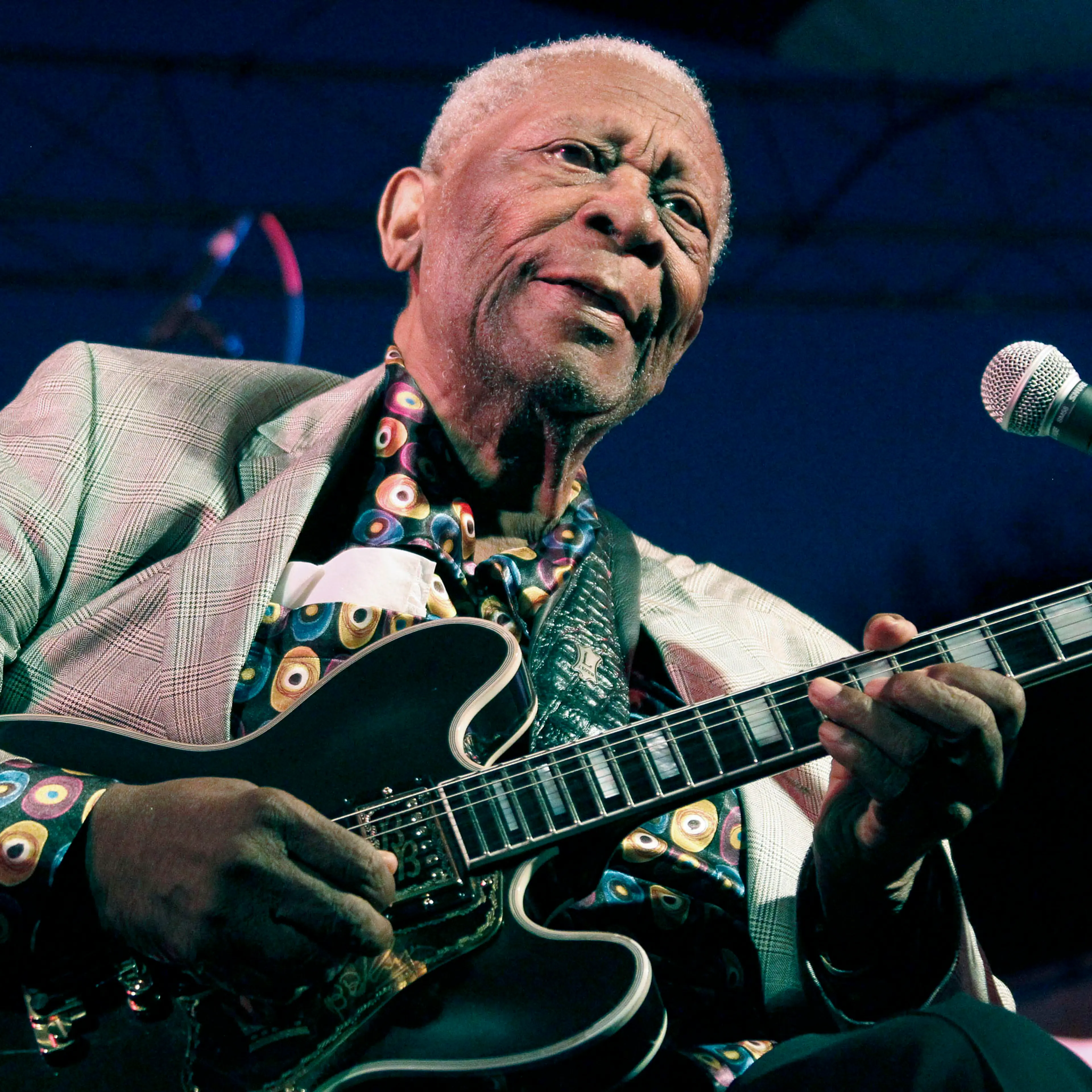 In this photo taken Aug. 22, 2012, B.B. King performs in Indianola, Miss.