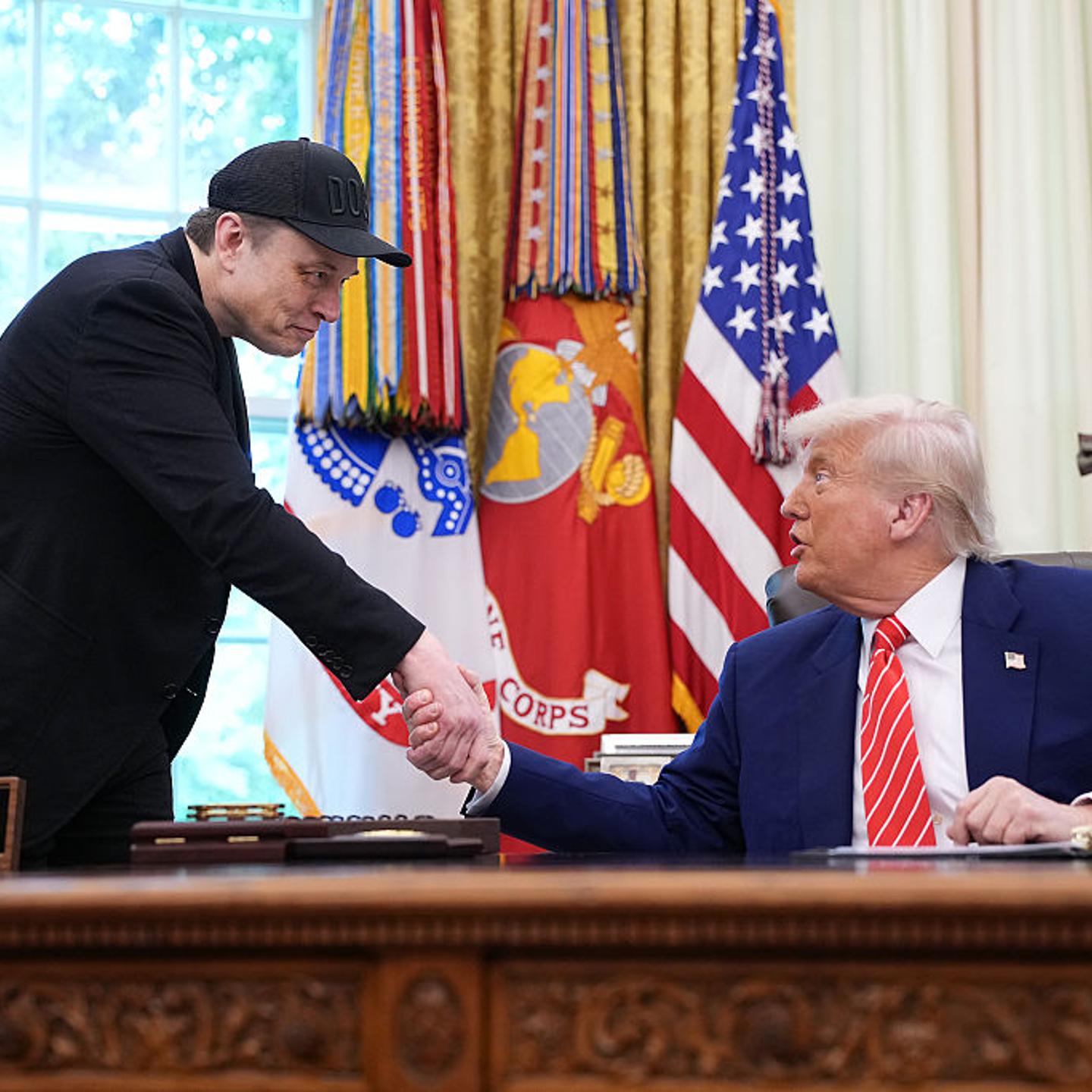 President Trump Holds Press Conference With Elon Musk in White House's Oval Office