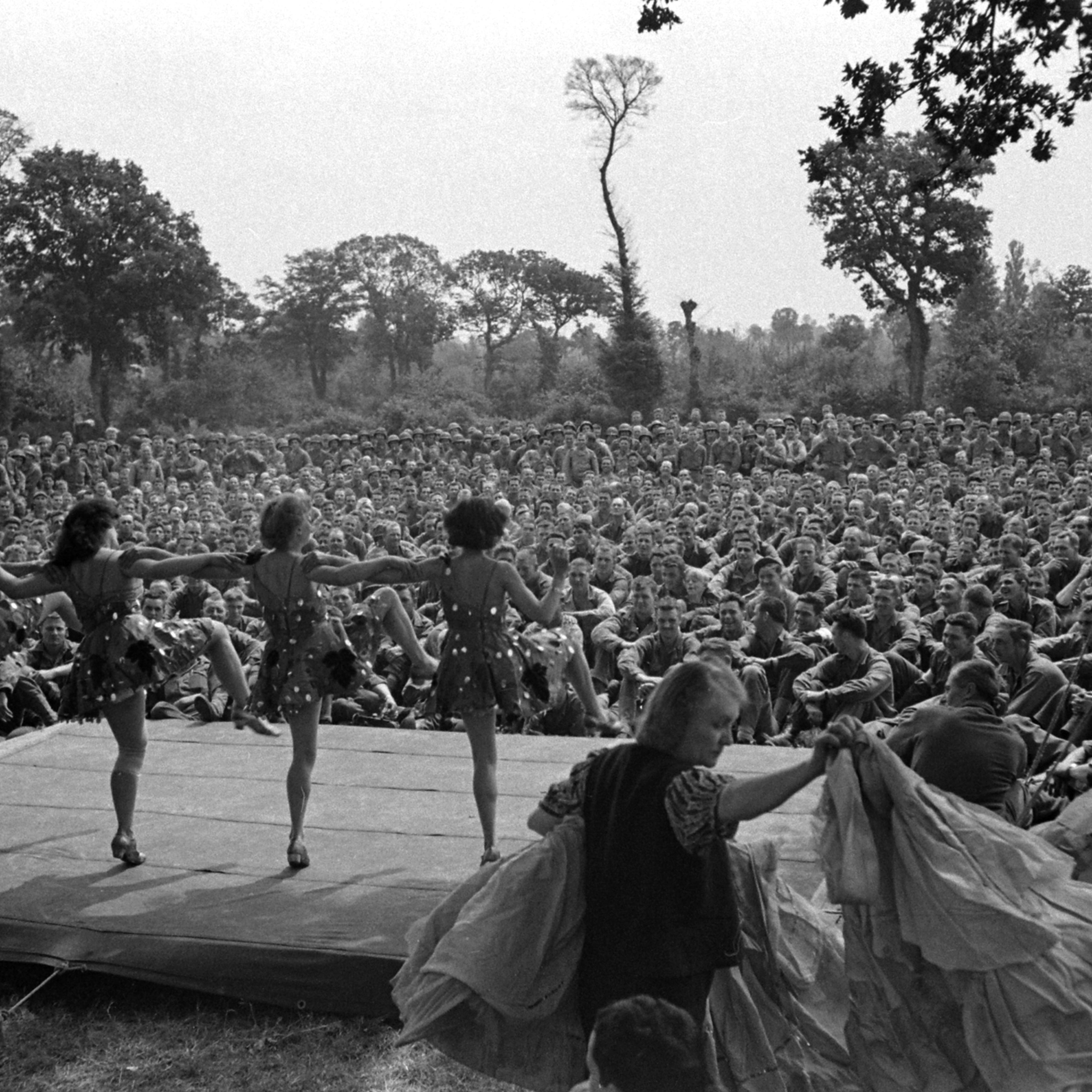 French performers in show for U.S. troops after D-Day, Normandy, 1944.