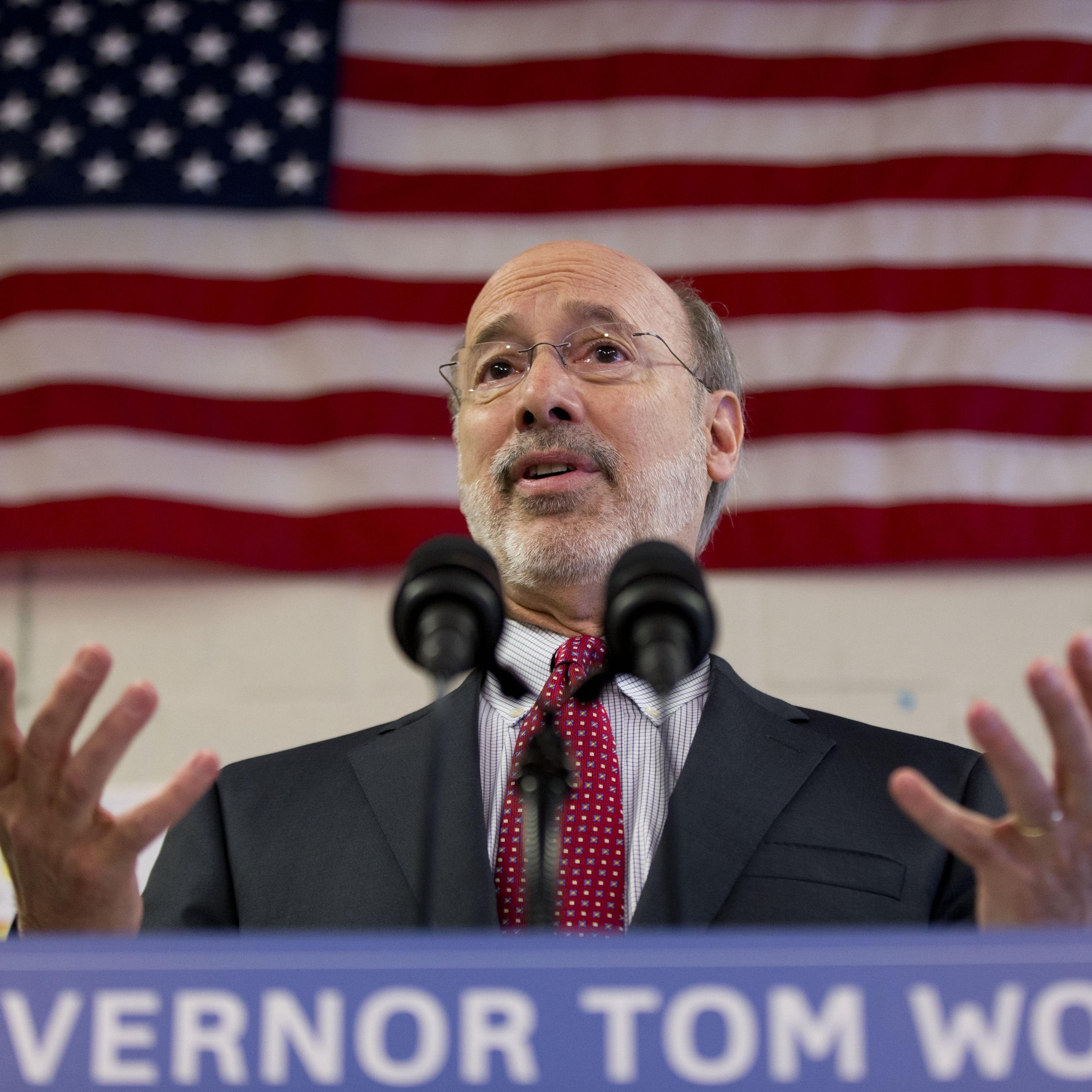 Gov. Tom Wolf Caln speaks during a news conference at Elementary School on Feb. 11, 2015, in Thorndale, Pa.