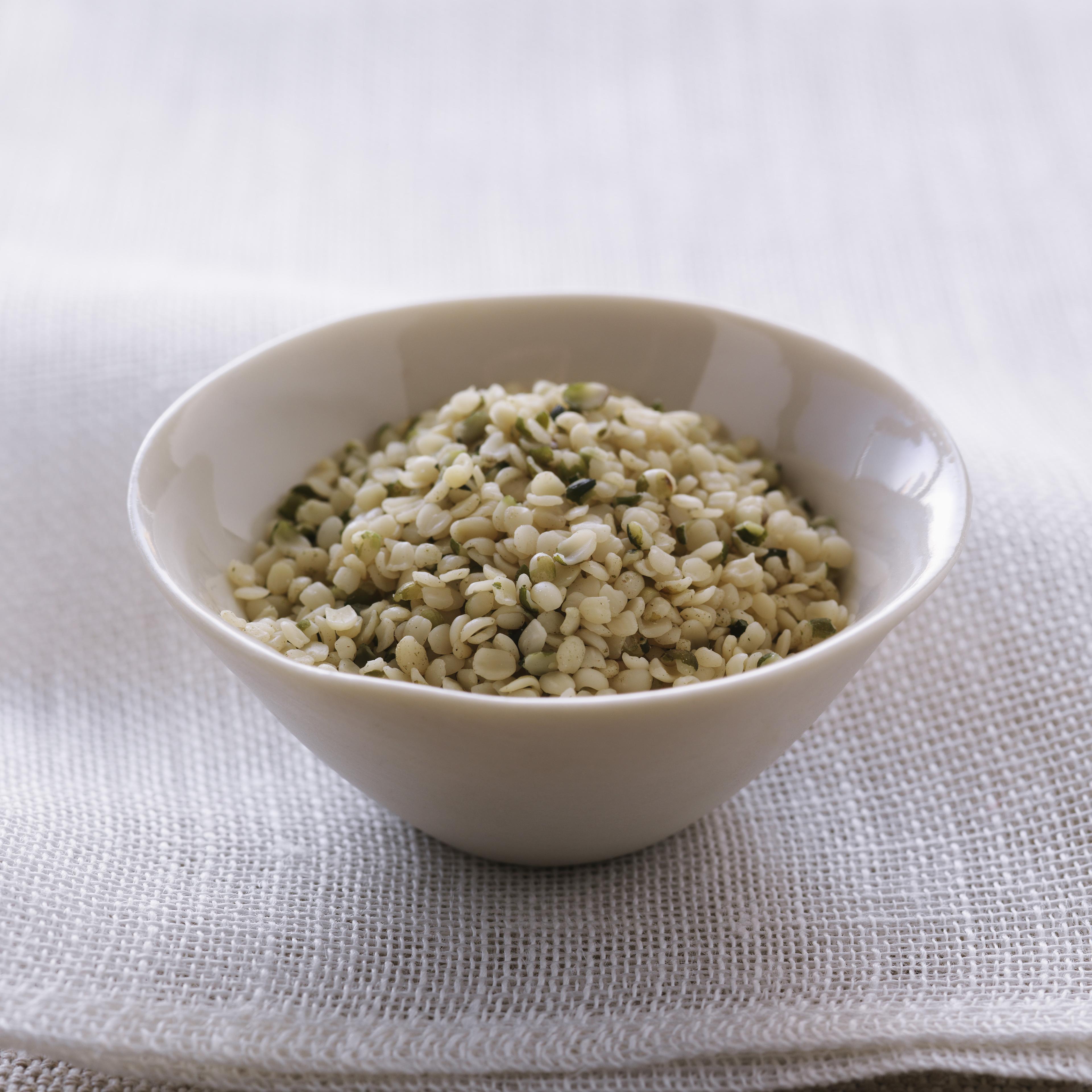 Bowl of hemp seeds