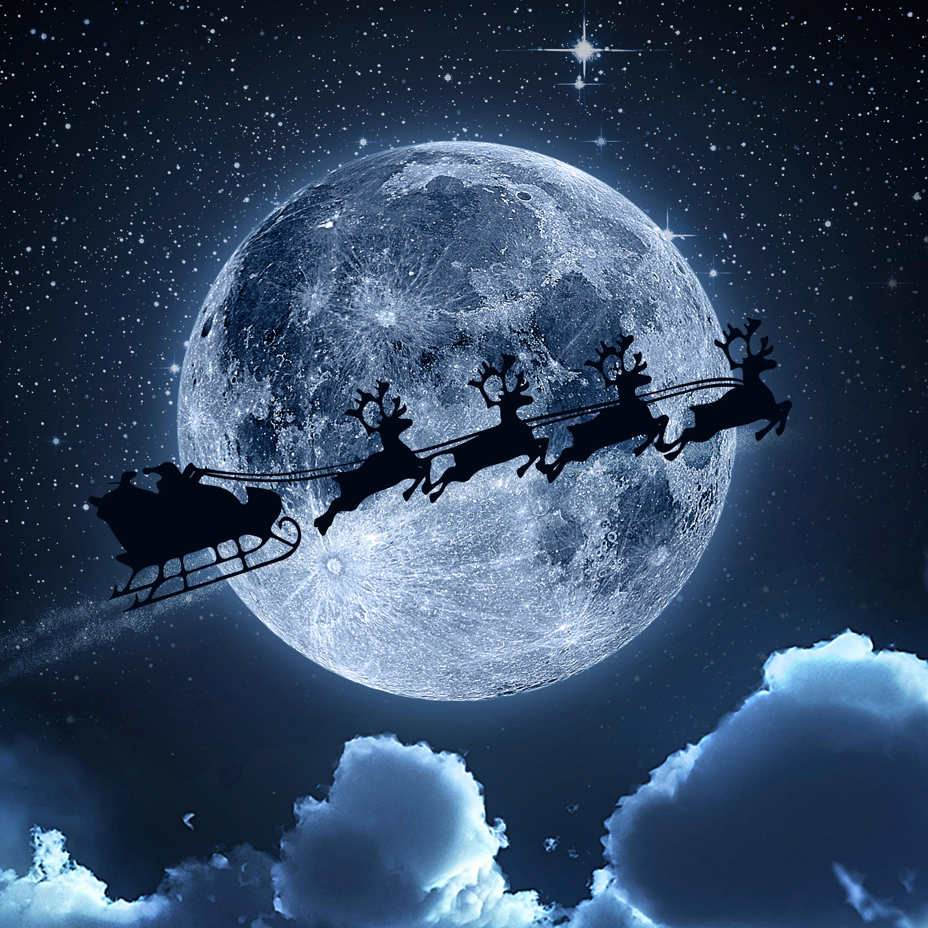 Santa Claus Flying On The Sky