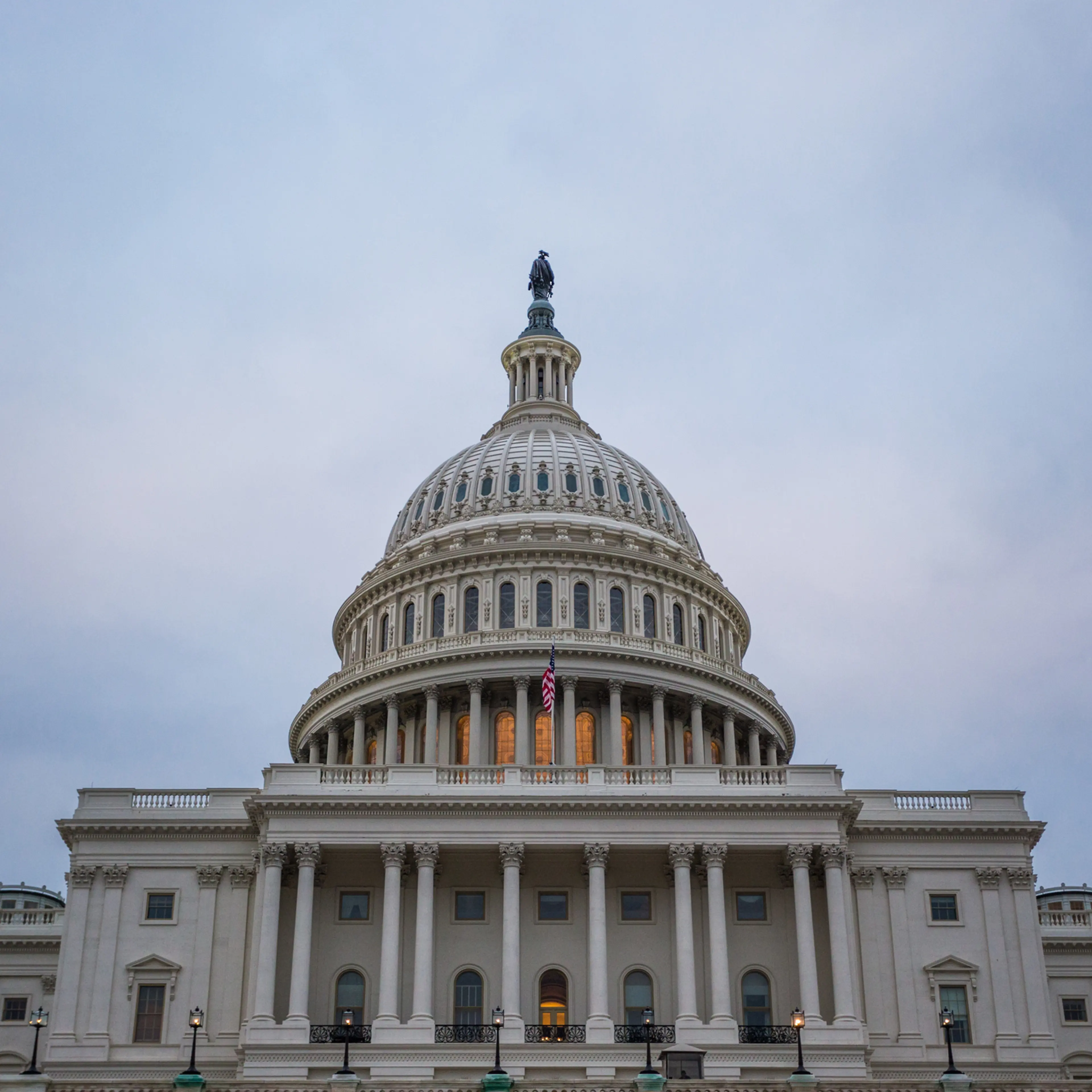 Capitol Building up close overcast at dusk