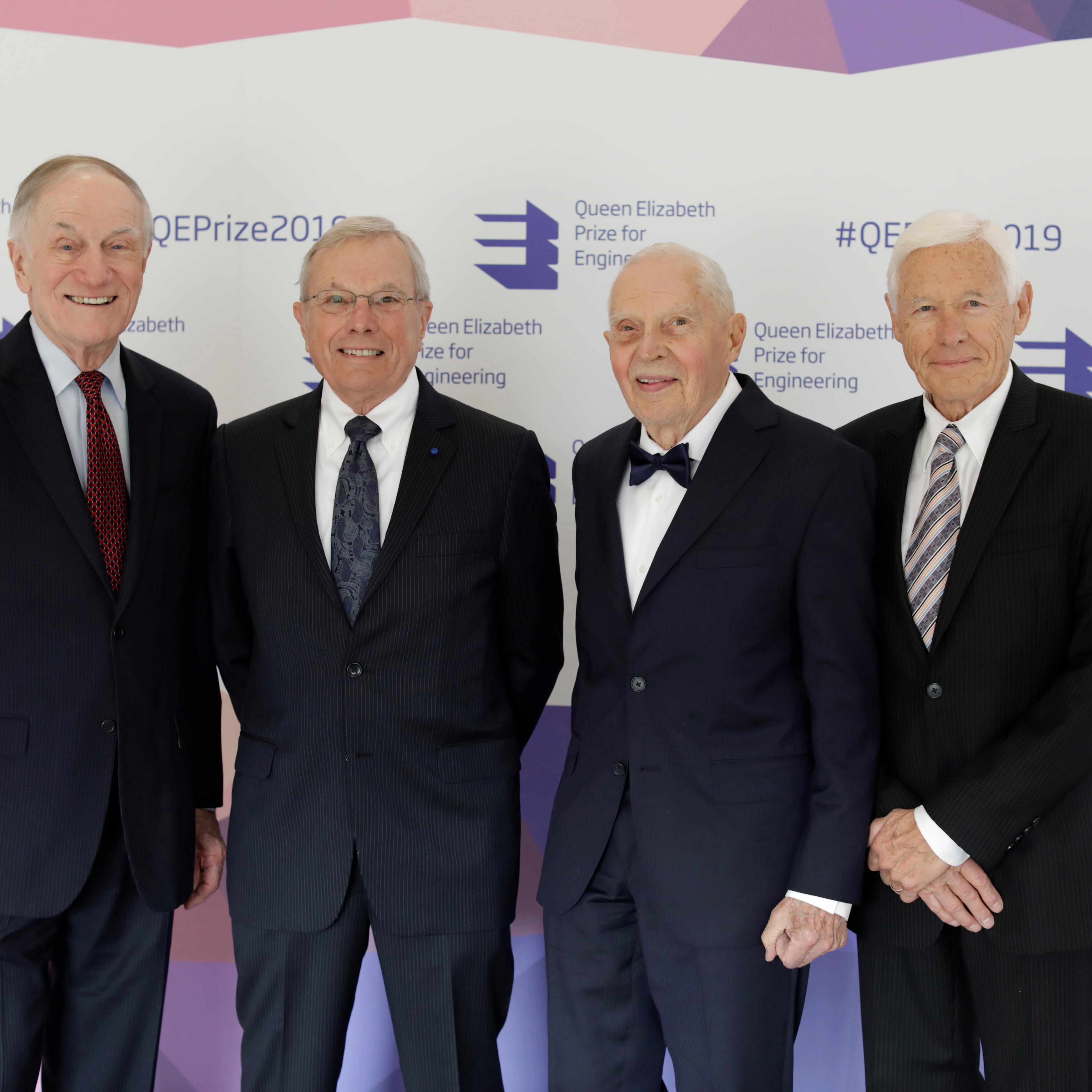 FEB 12: The four winners of the 2019 Queen Elizabeth Prize for Engineering, for innovations that brought GPS to the world. From left: Richard Schwartz, Bradford Parkinson, James Spilker, Hugo Freuhauf