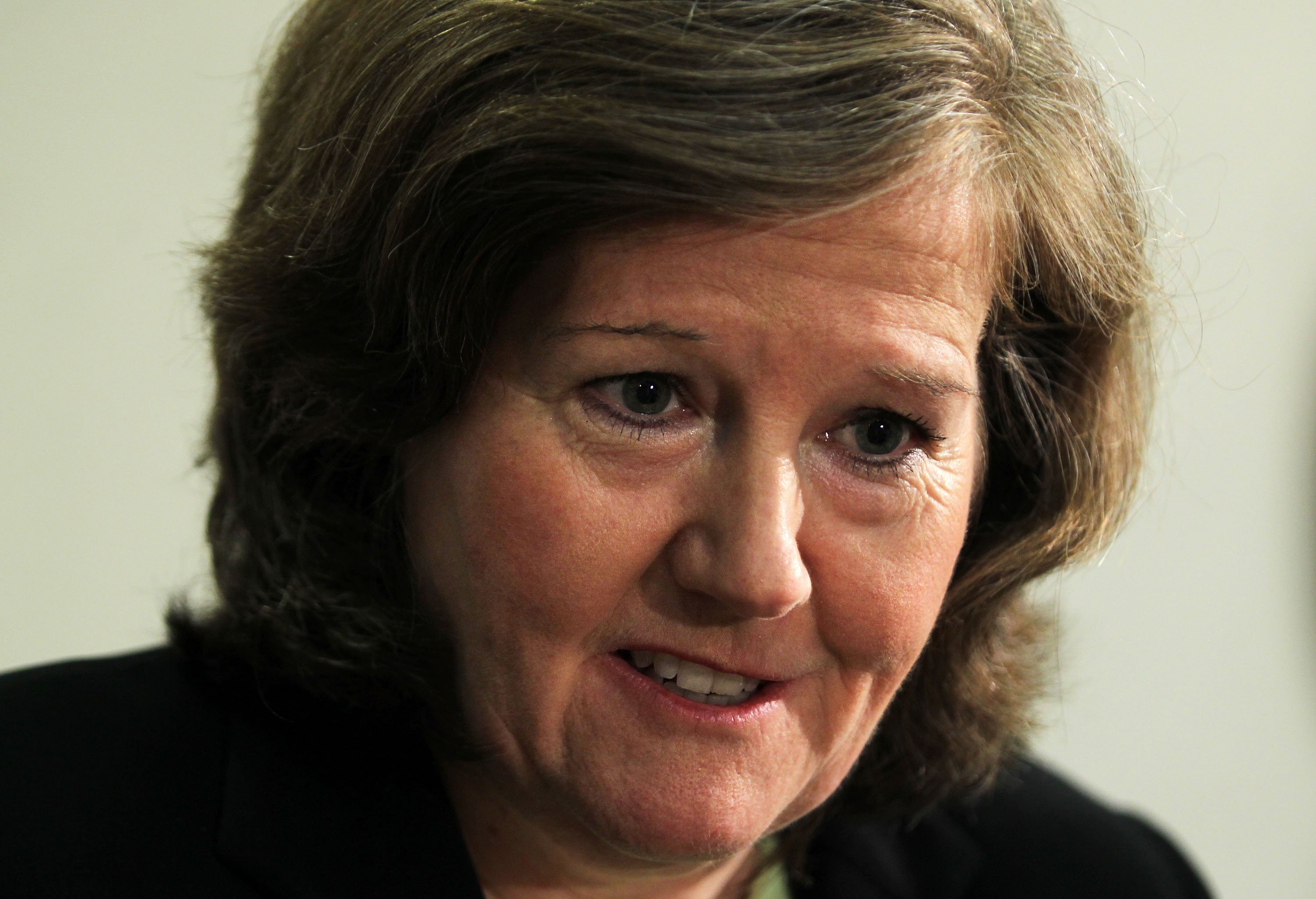 COO and Executive Vice President of U.S. Postal Service Megan Brennan listens to questions from the media after a news conference on Sept. 15, 2011 at the headquarters of the U.S. Postal Service in Washington.