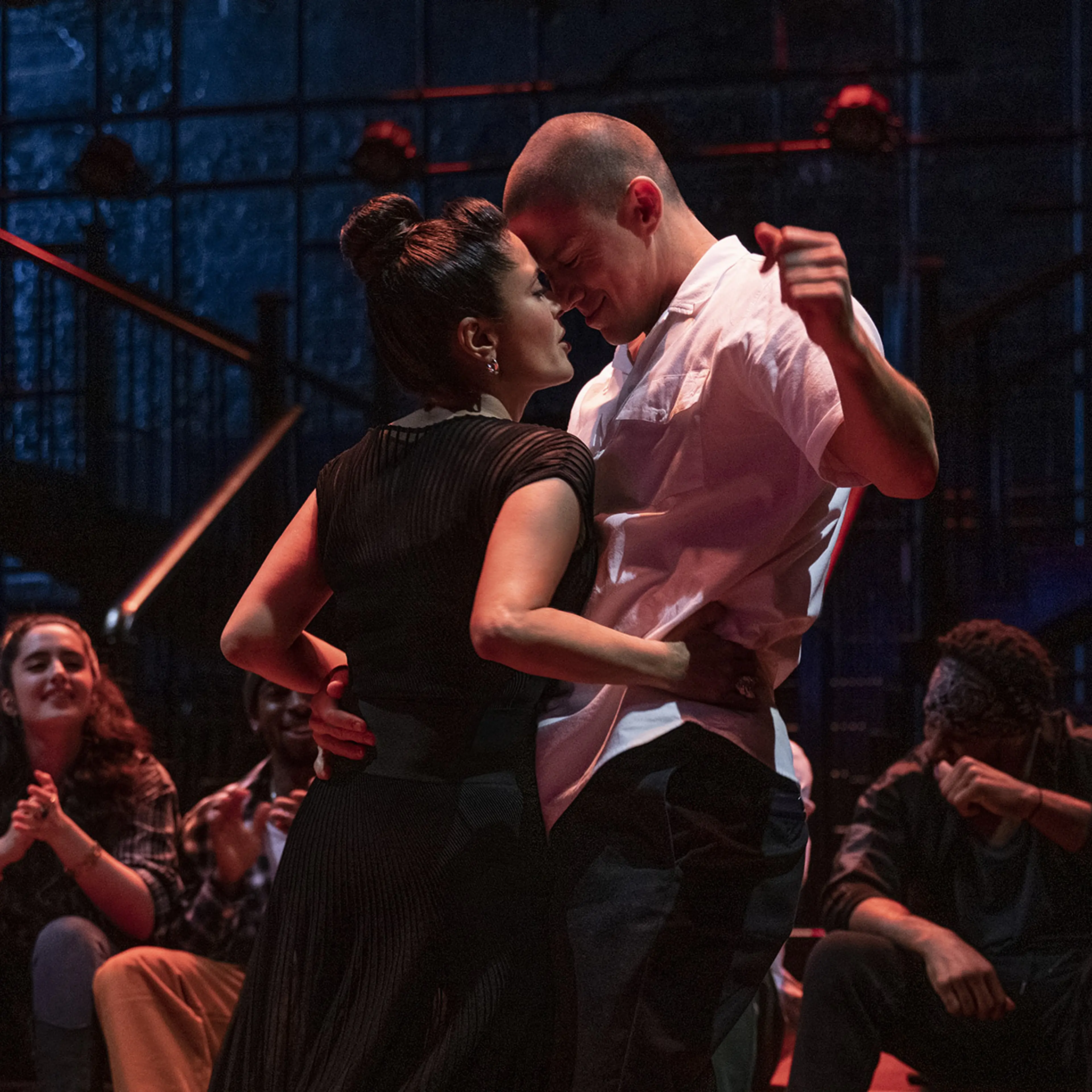 Salma Hayek Pinault as Maxandra Mendoza and Channing Tatum as Mike Lane in Magic Mike's Last Dance